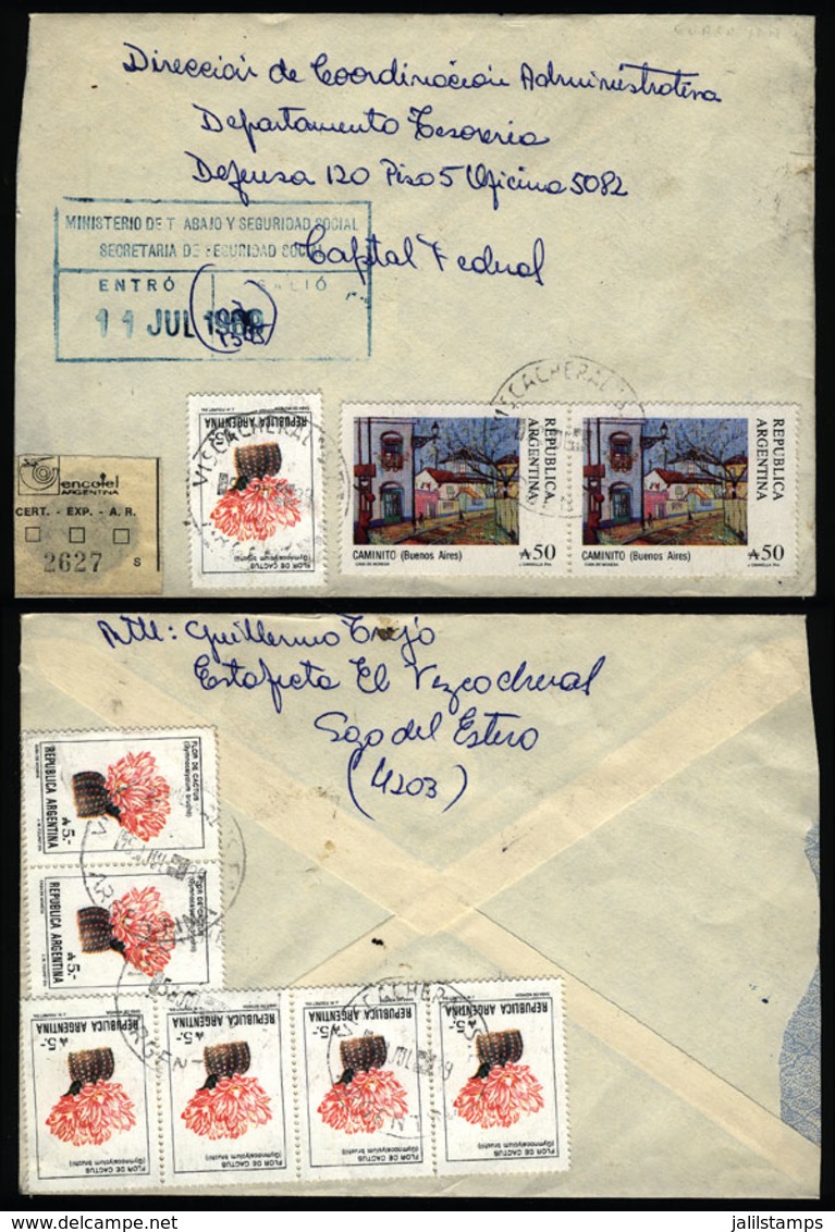 ARGENTINA: Cover Sent From "VIZCACHERAL" (Santiago Del Estero) To Buenos Aires On 5/JUL/1989, With INFLA Postage Of A135 - Storia Postale