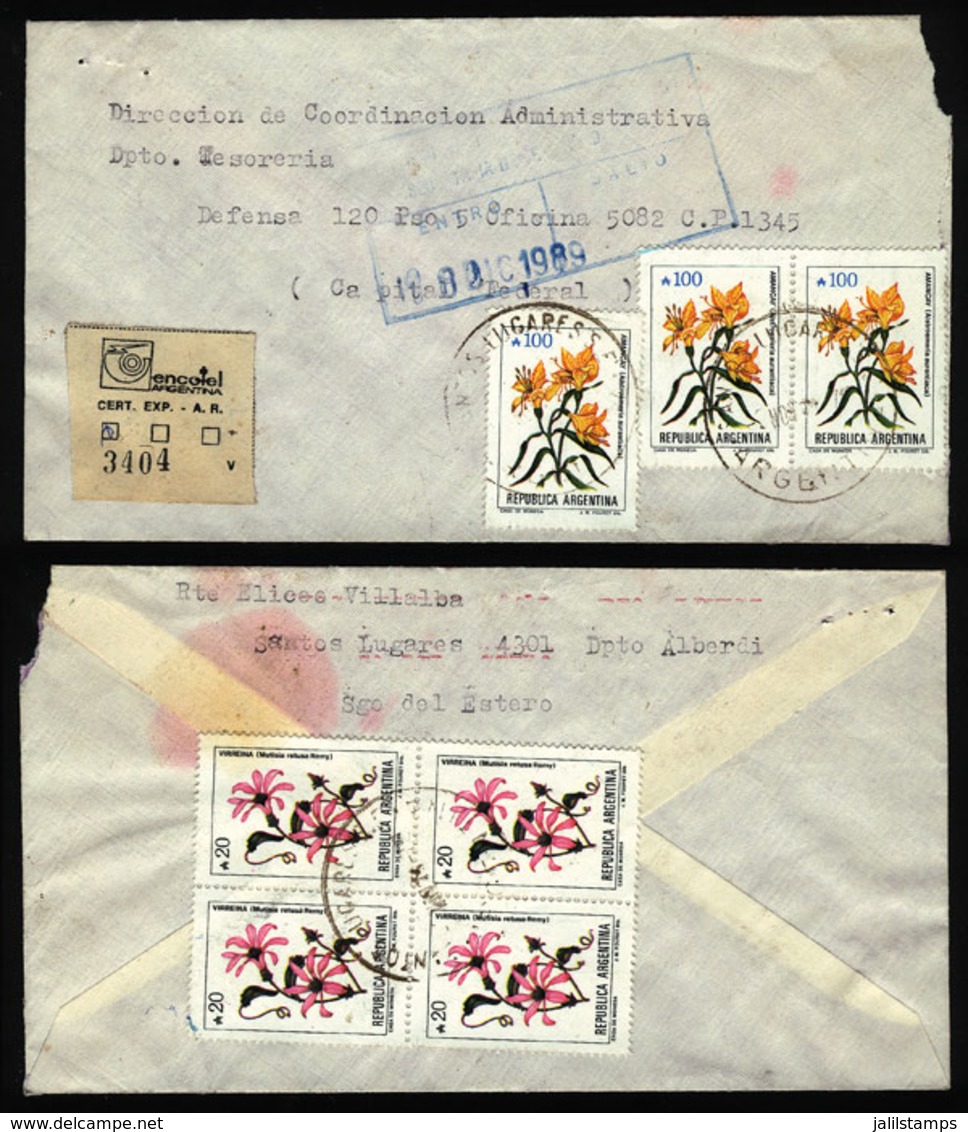 ARGENTINA: Cover Sent From "SANTOS LUGARES" (Santiago Del Estero) To Buenos Aires In NO/1989, With INFLA Postage Of A380 - Lettres & Documents