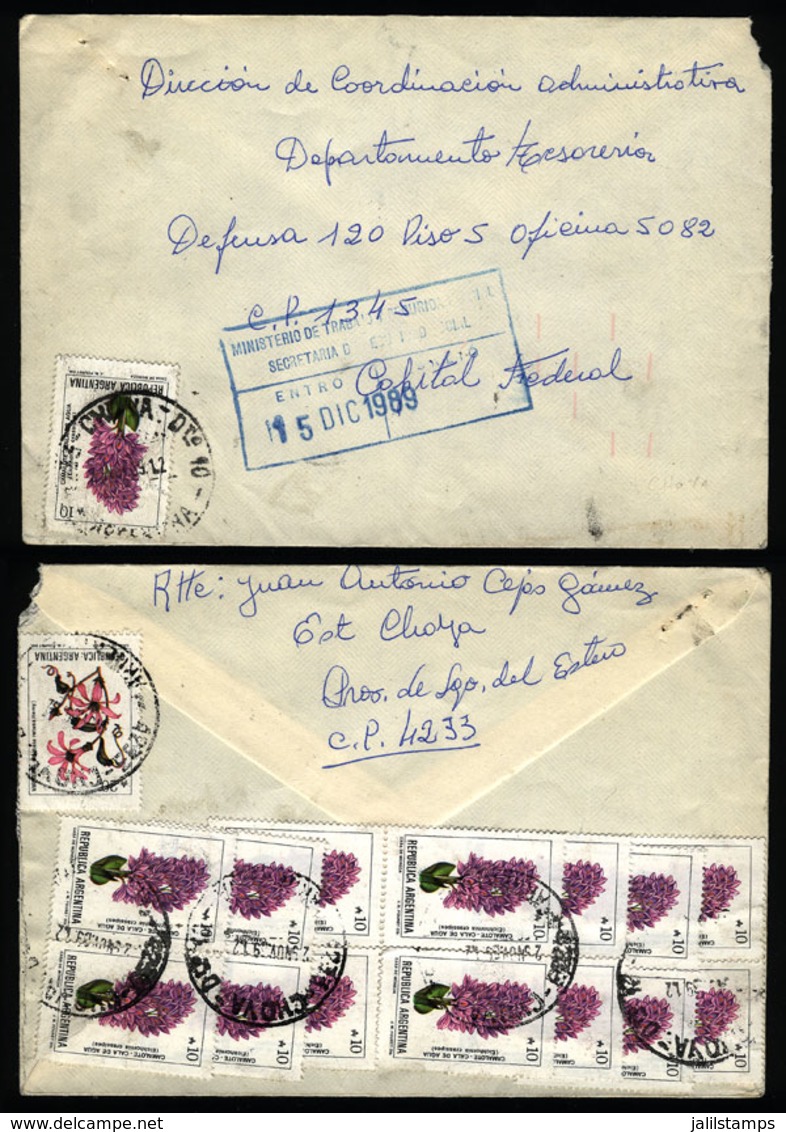 ARGENTINA: Cover Sent From "CHOYA" (Santiago Del Estero) To Buenos Aires On 29/NO/1989, With INFLA Postage Of A170, VF Q - Lettres & Documents