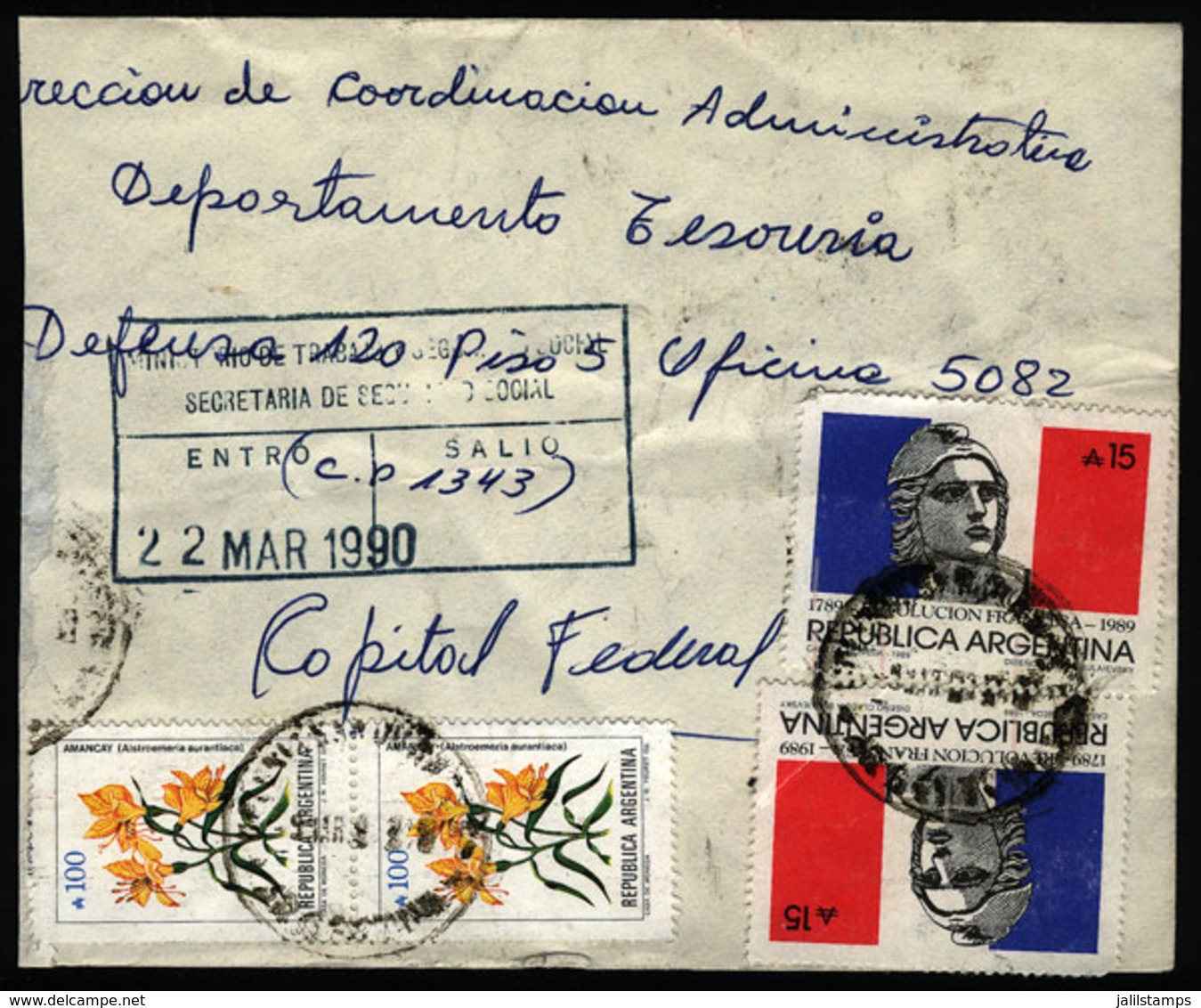 ARGENTINA: Cover Sent From "COLONIA SAN JUAN" (Santiago Del Estero) To Buenos Aires In MAR/1990, With INFLA Postage Of A - Lettres & Documents