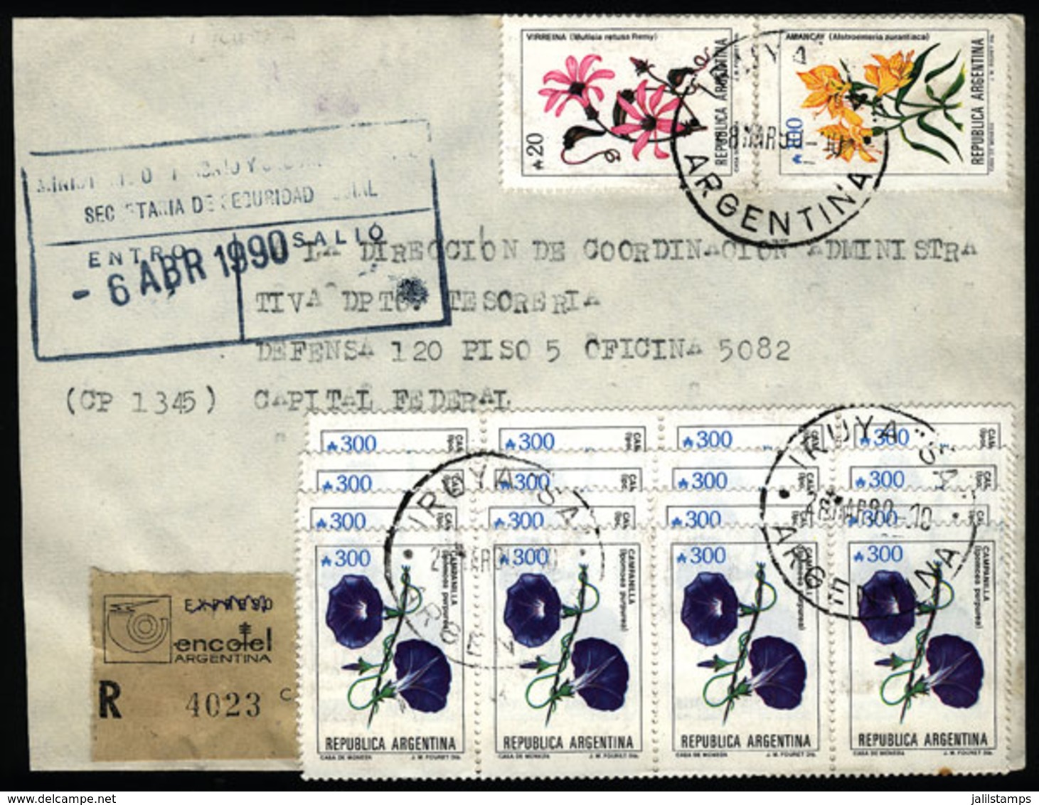 ARGENTINA: Cover Mailed On 8/MAR/1990 With INFLA Postage Of A4,920, And Postmark Of IRUYA (Salta), VF Quality - Brieven En Documenten