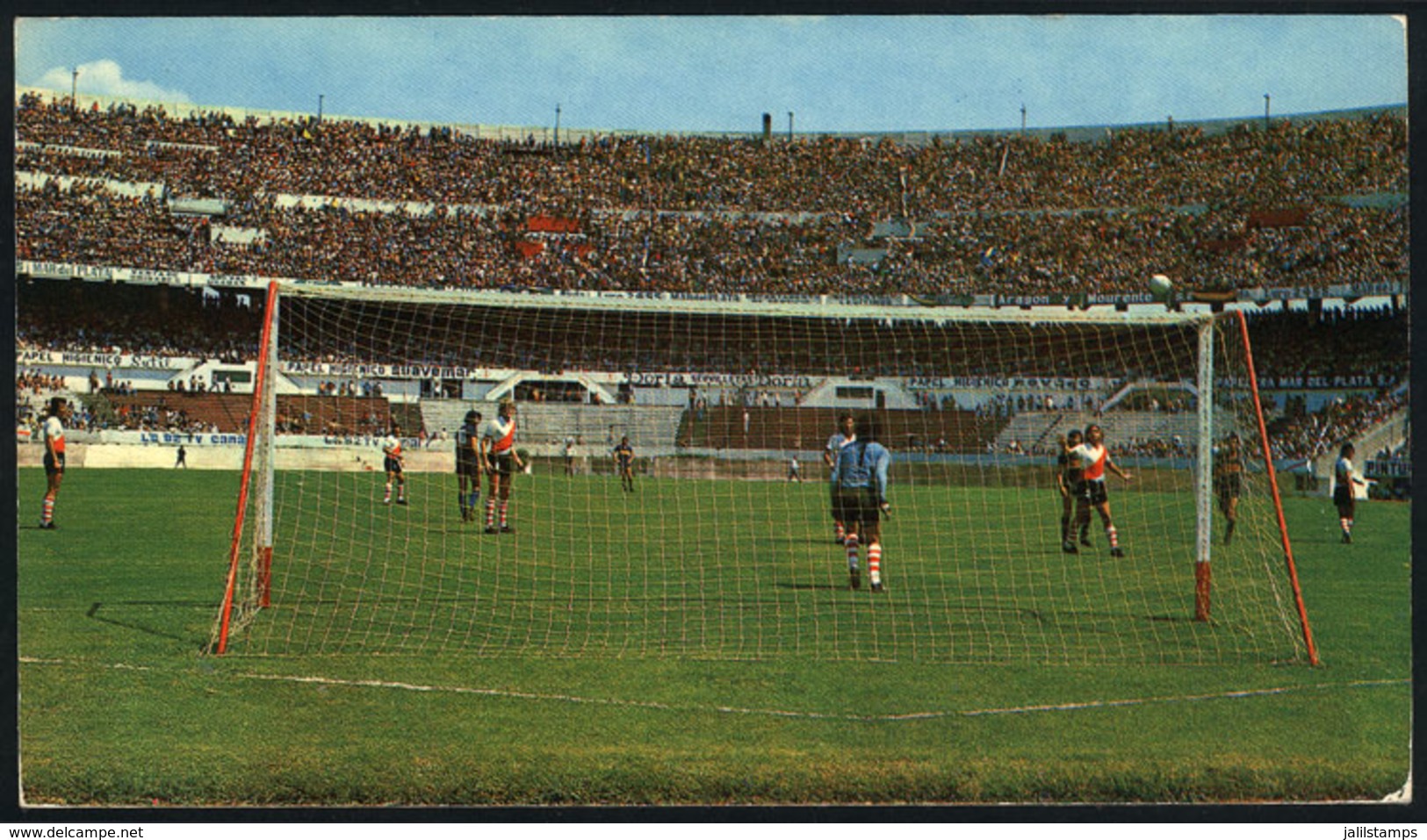 ARGENTINA: Old Unused PC, Illustrated With View Of Football Match Played At The RIVER PLATE STADIUM, Ed. Edicolor, VF Qu - Argentina