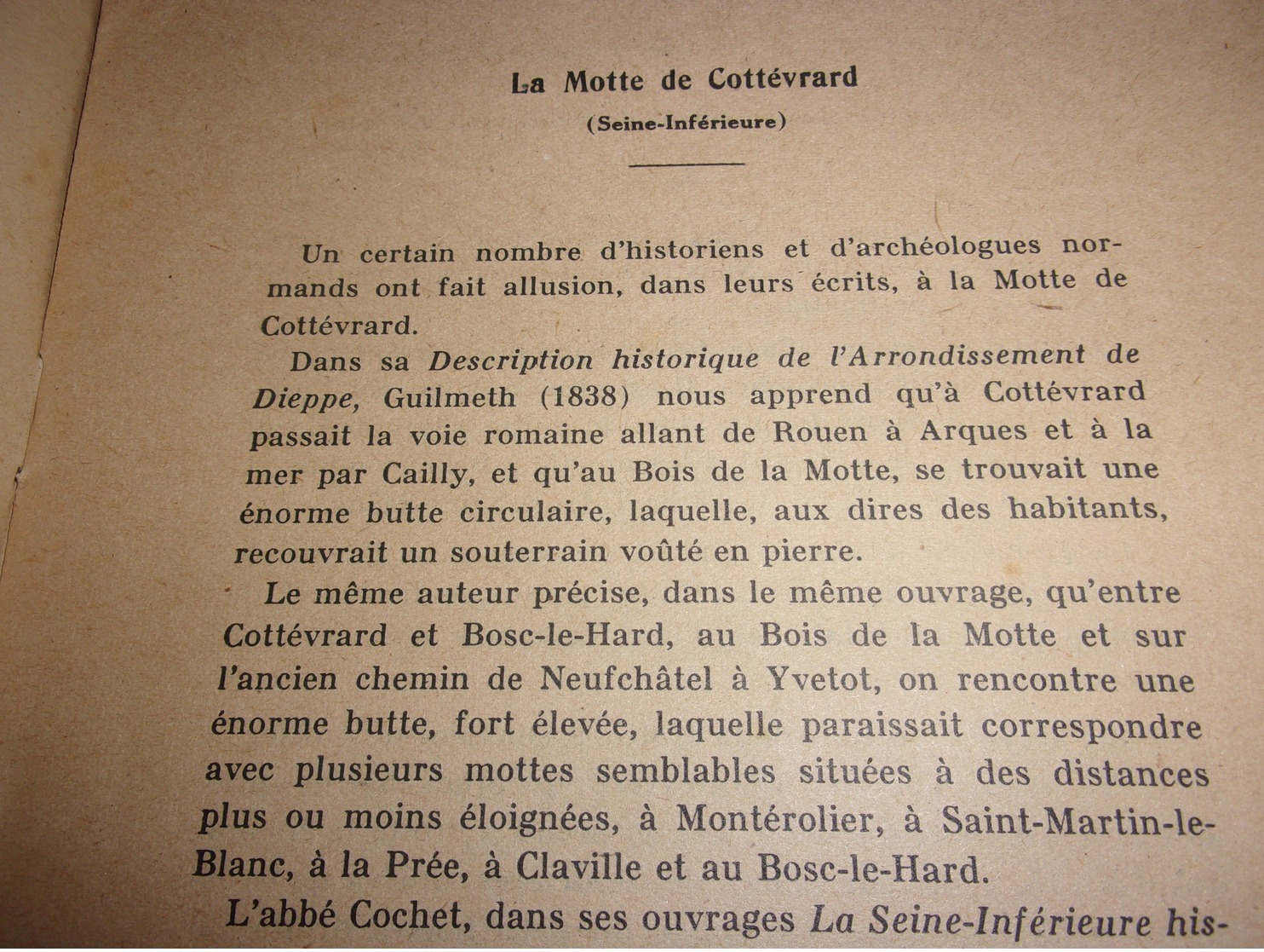 1944  LA MOTTE COTTEVRARD PAR JULES HUMBERT ENVOI ET DEDICACE AU COMTE FRANCOIS DEJEAN SEINE MARITIME - Normandie