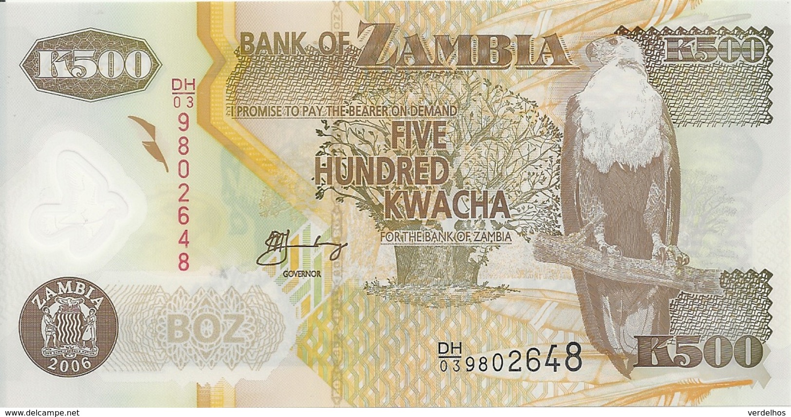 ZAMBIE 500 KWACHA 2006 UNC P 43 E - Zambia