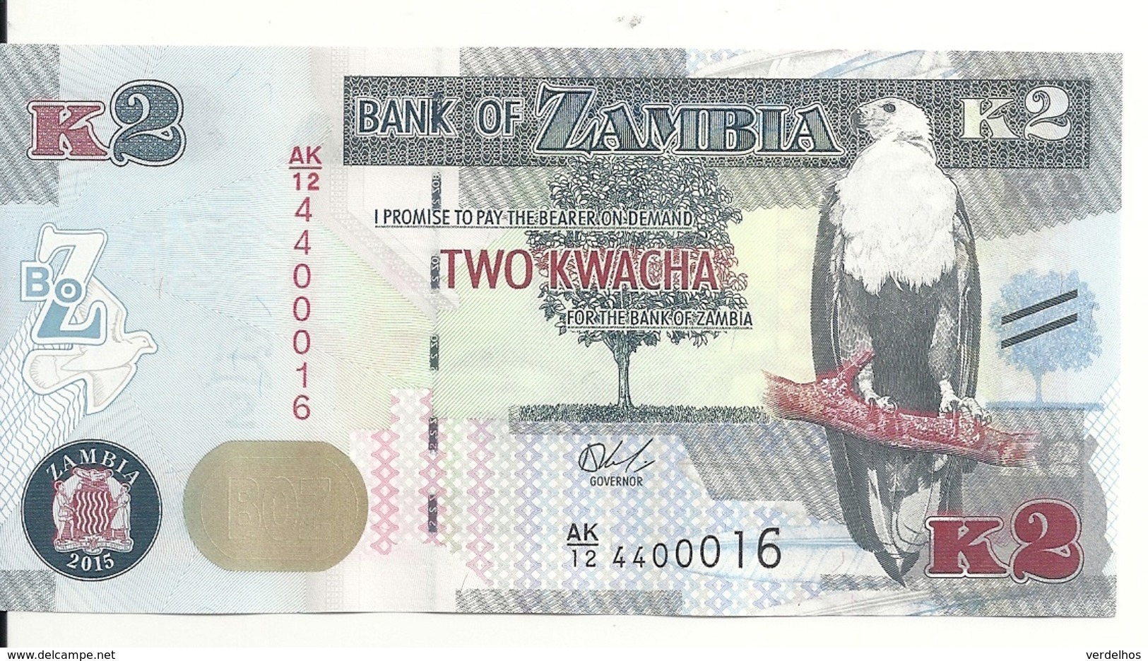 ZAMBIE 2 KWACHA 2015 UNC P 56 - Zambia