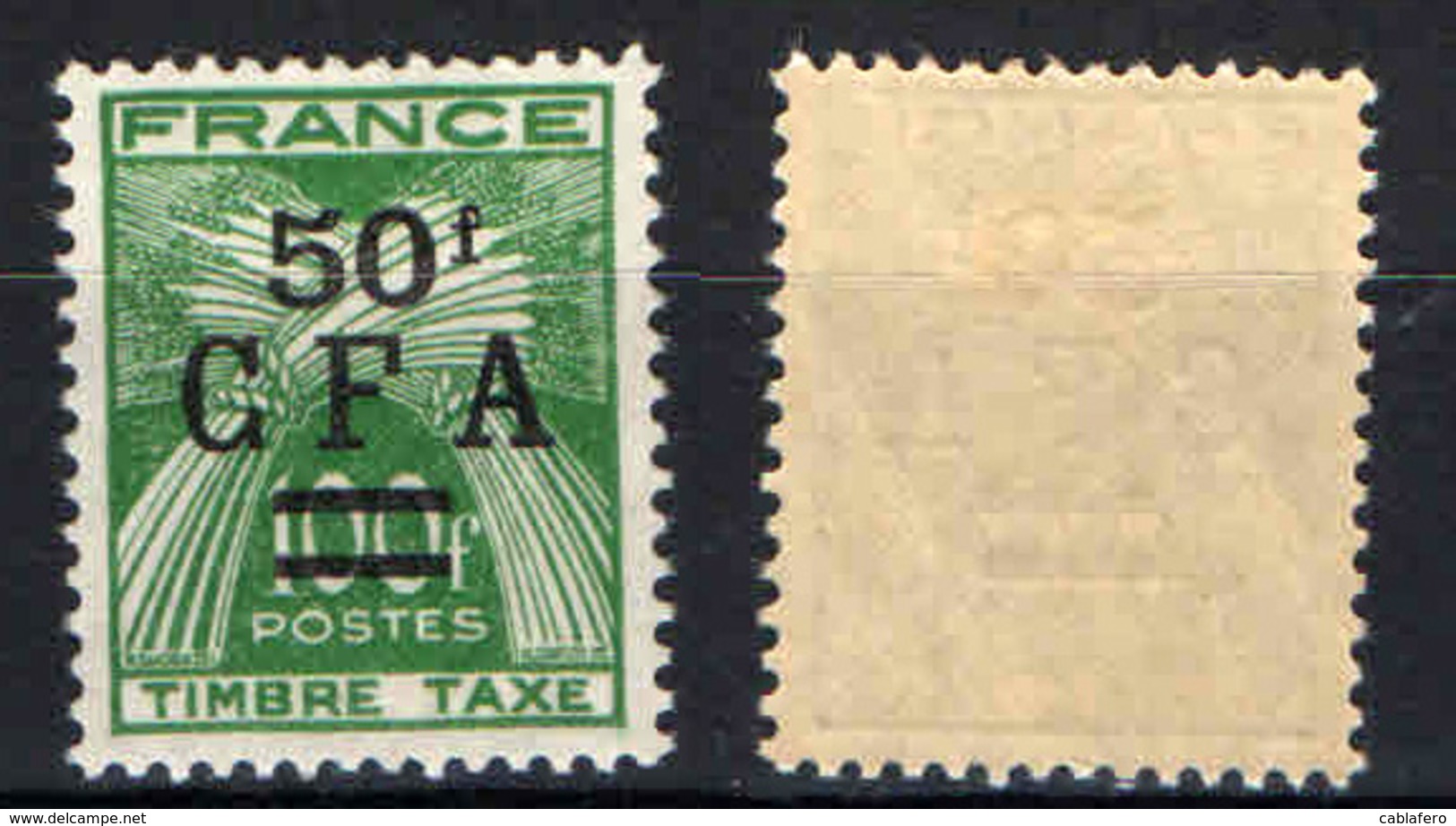 REUNION - 1953 - SPIGHE DI GRANO - 50F SU 100 F. - MNH - Postage Due