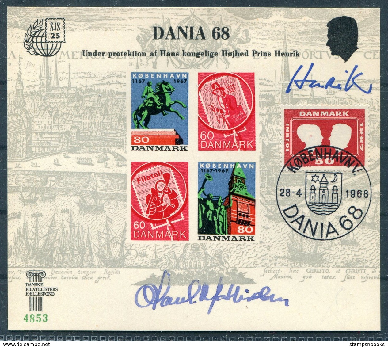 1968 Denmark DANIA 68 Slania Stamp Exhibition Card - Otros & Sin Clasificación