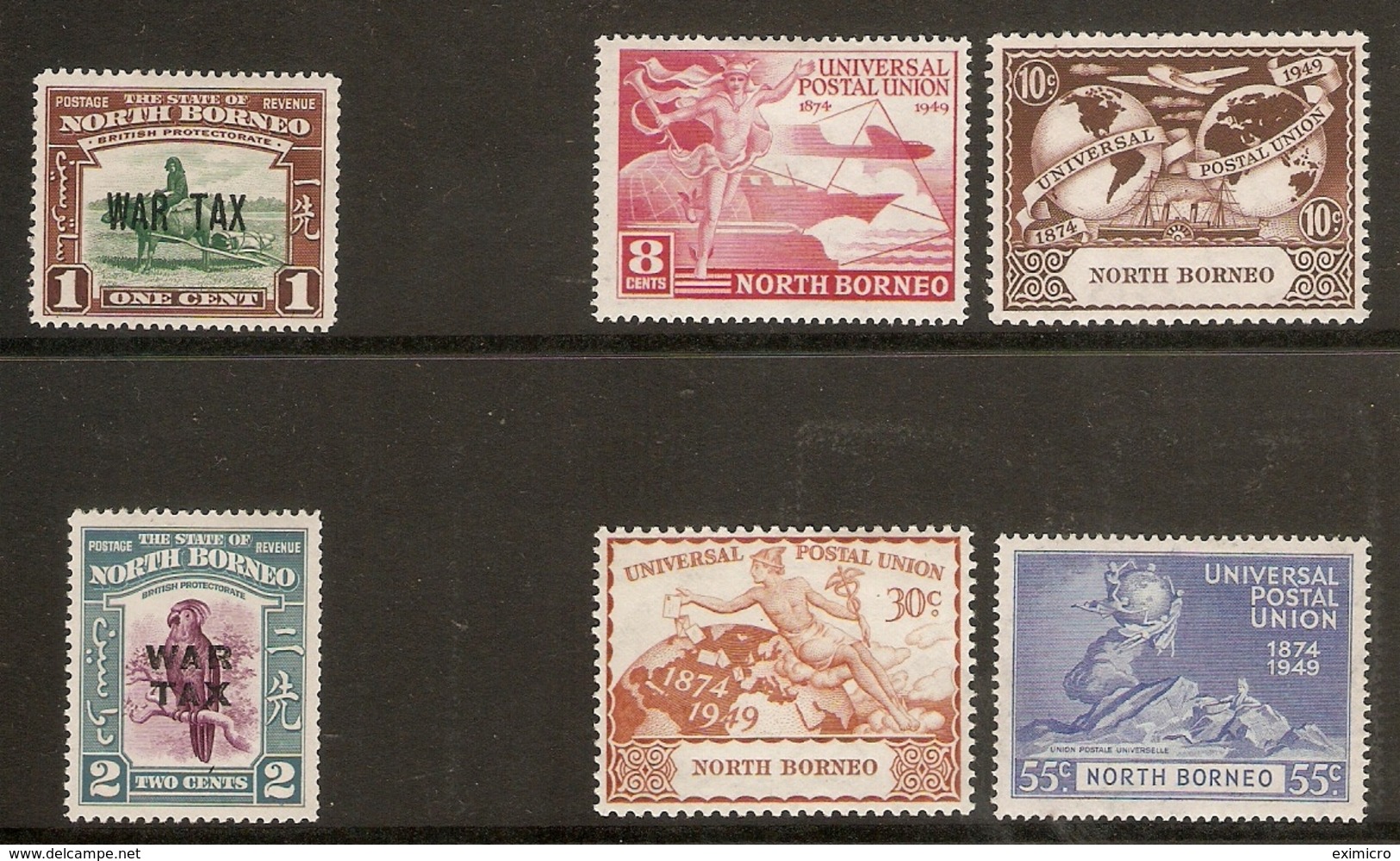 NORTH BORNEO 1941 WAR TAX AND 1949 UPU SETS LIGHTLY MOUNTED MINT Cat £20.75 - Nordborneo (...-1963)