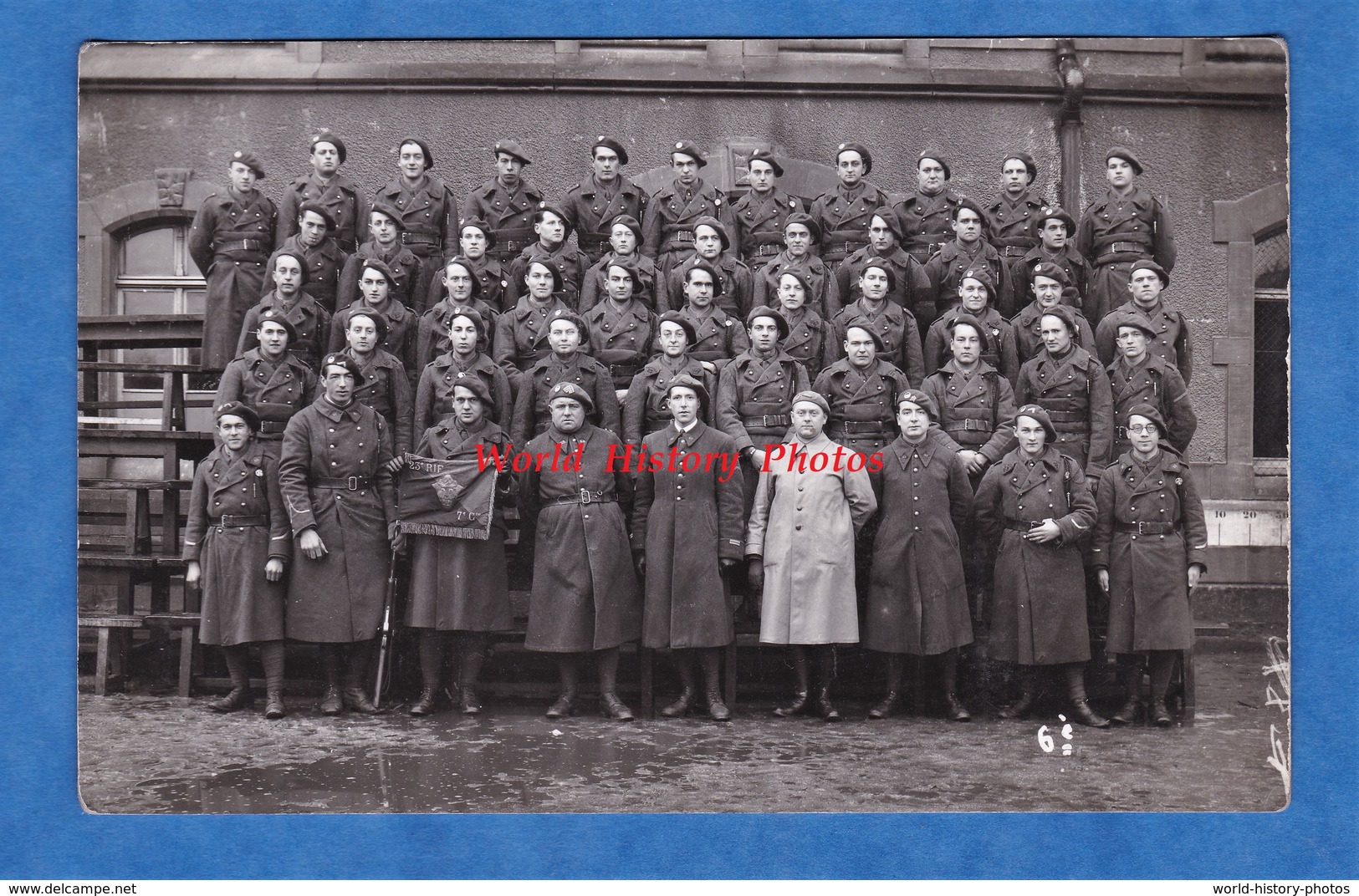 CPA Photo - HAGUENAU ? - Beau Portrait De Soldat & Officier , 23e RIF Regiment Infanterie De Forteresse - Fanion - WW2 - Weltkrieg 1939-45