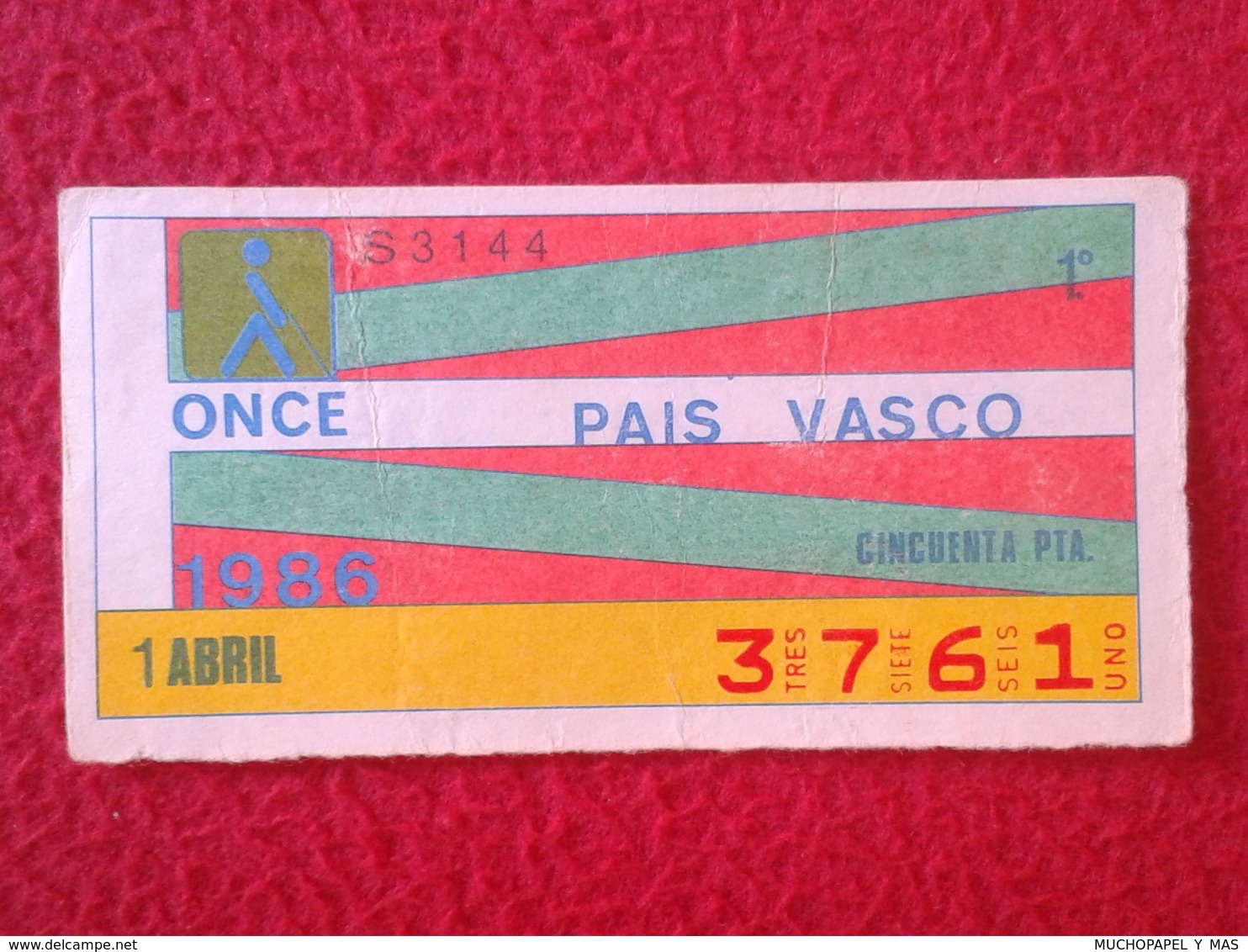 CUPÓN DE LA ONCE SPANISH LOTTERY LOTERIE SPAIN CIEGO BLIND LOTERÍA ESPAÑA REGIONES 1986 EUSKADI PAÍS VASCO EUSKAL HERRIA - Billetes De Lotería