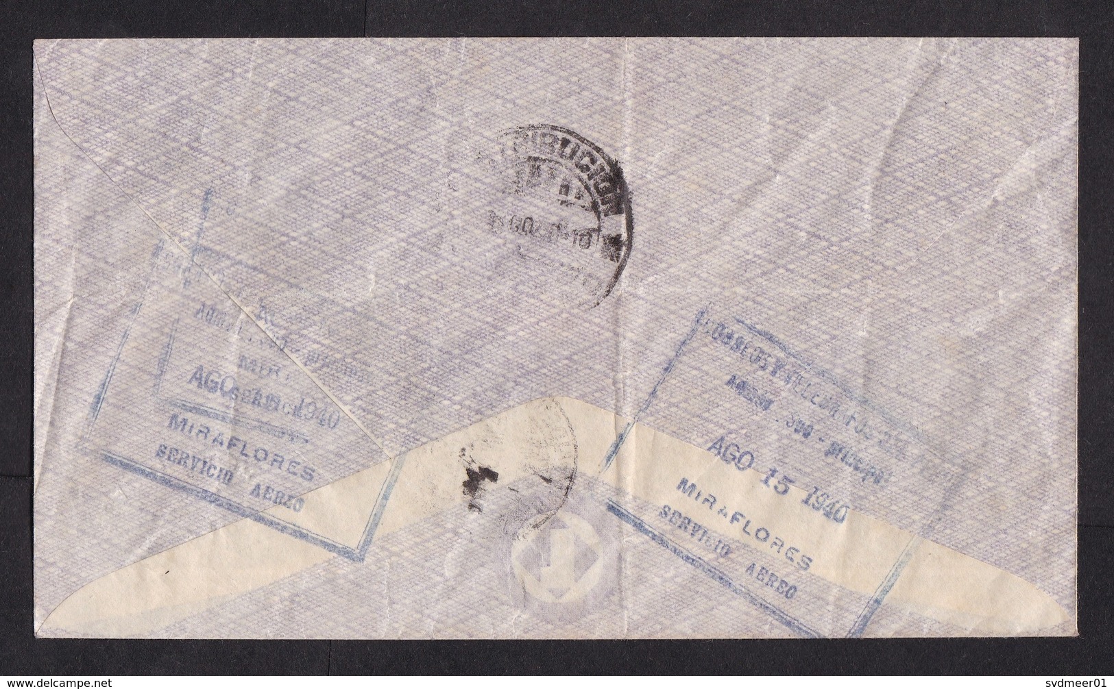 Peru: Cover To Uruguay, 1940, 3 Stamps, Special Diplomatic Rate, Sent By Embassy, Diplomacy (damaged; Folds) - Peru