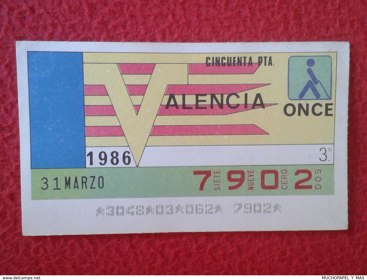 CUPÓN DE LA ONCE SPANISH LOTTERY LOTERIE SPAIN CIEGOS BLIND LOTERÍA ESPAÑA REGIONES 1986 VALENCIA PAÍS VALENCIÀ VER - Billetes De Lotería