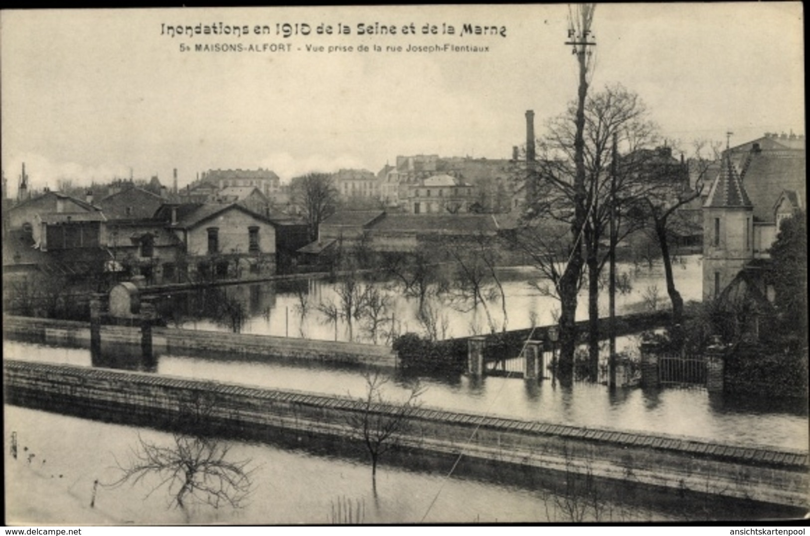 Cp Maisons Alfort Val De Marne, Inondations En 1910 De La Seine Et De La Marne, Rue Joseph Flentiaux - Autres & Non Classés