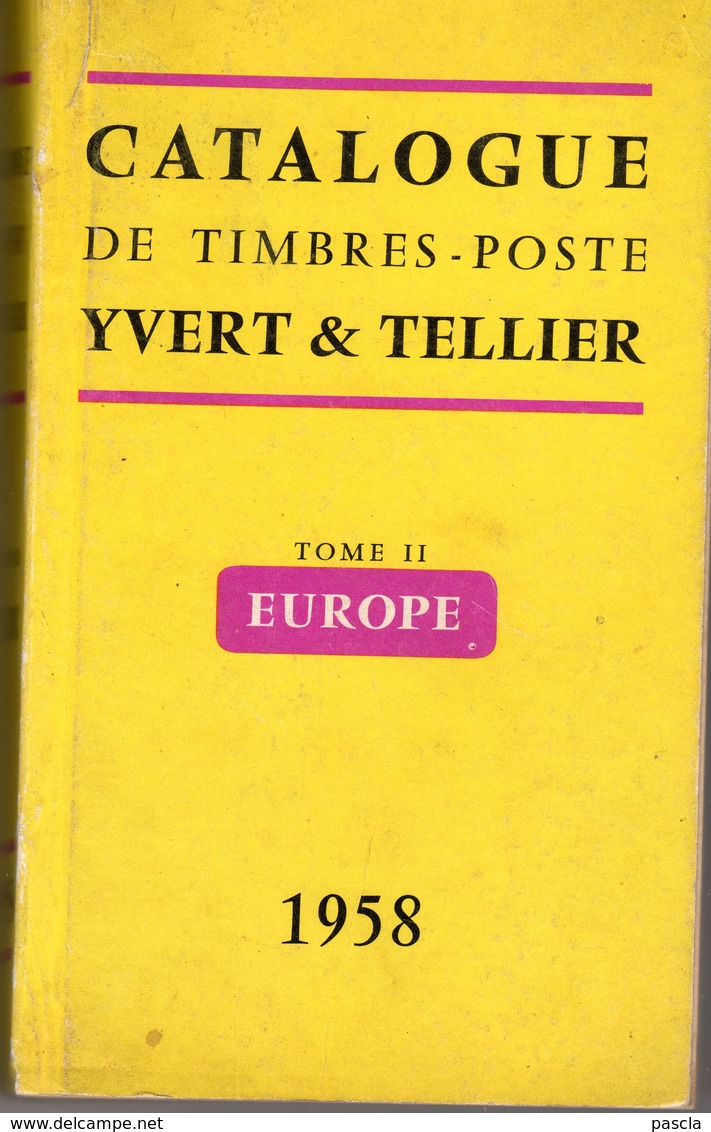 Catalogue De Timbres Poste Europe - Yvert Et Tellier - 1958 - Philatélie Et Histoire Postale