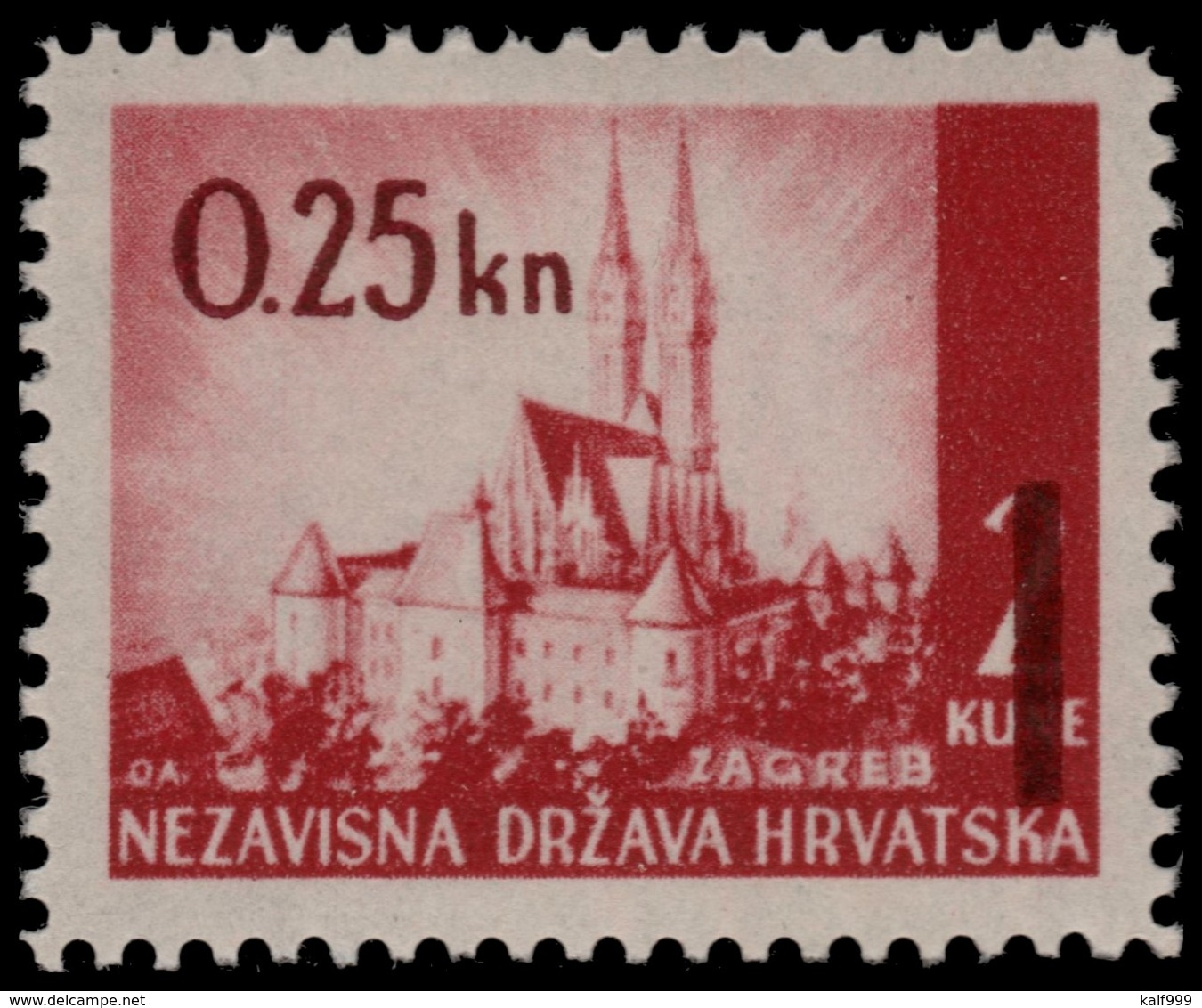 ~~~ Croatia 1942 - Overprint 0.25 Kn - Mi. 82 ** MNH OG ~~~ - Kroatië