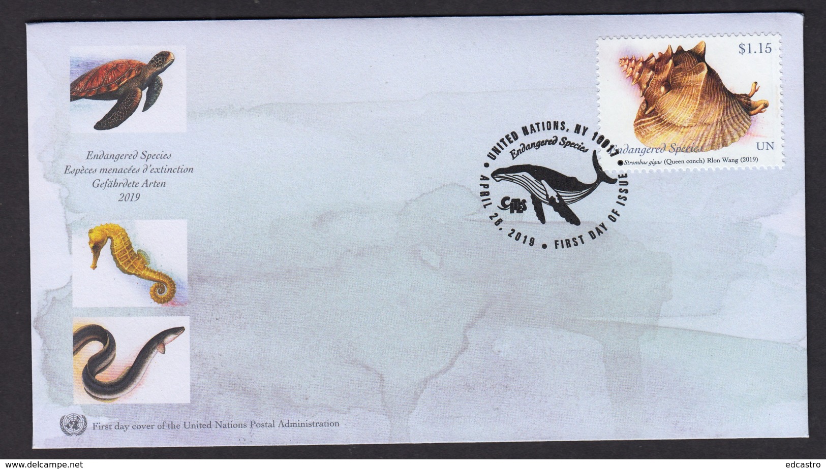 5.- UNITED NATIONS 2019 FDC - NEW YORK OFFICE - ENDANGERED SPECIES - FDC