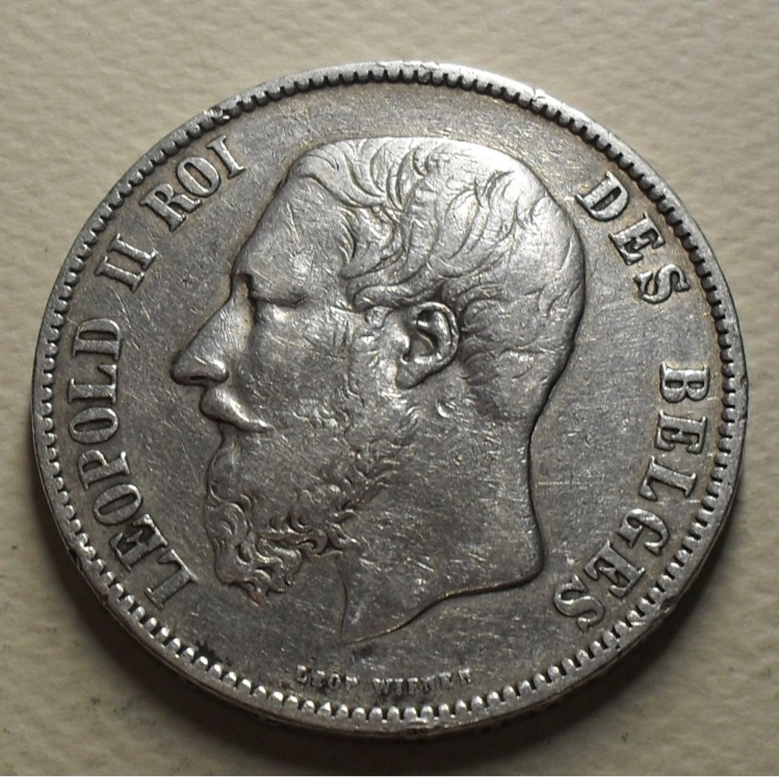 1875 - Belgique - Belgium - 5 FRANCS, LEOPOLD II , Petite Tête, Argent, Silver, KM 24 - 5 Francs