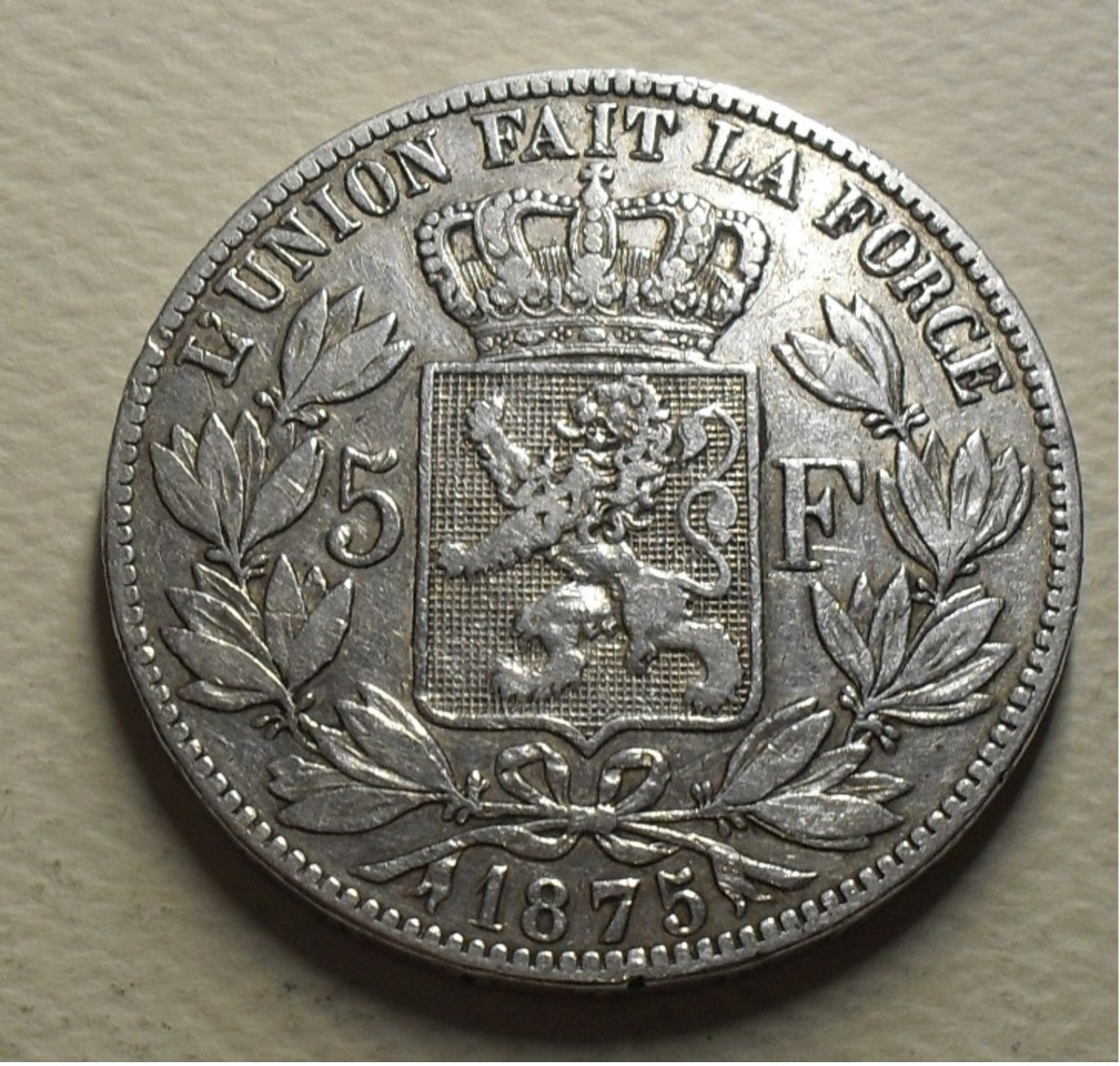 1875 - Belgique - Belgium - 5 FRANCS, LEOPOLD II , Petite Tête, Argent, Silver, KM 24 - 5 Francs