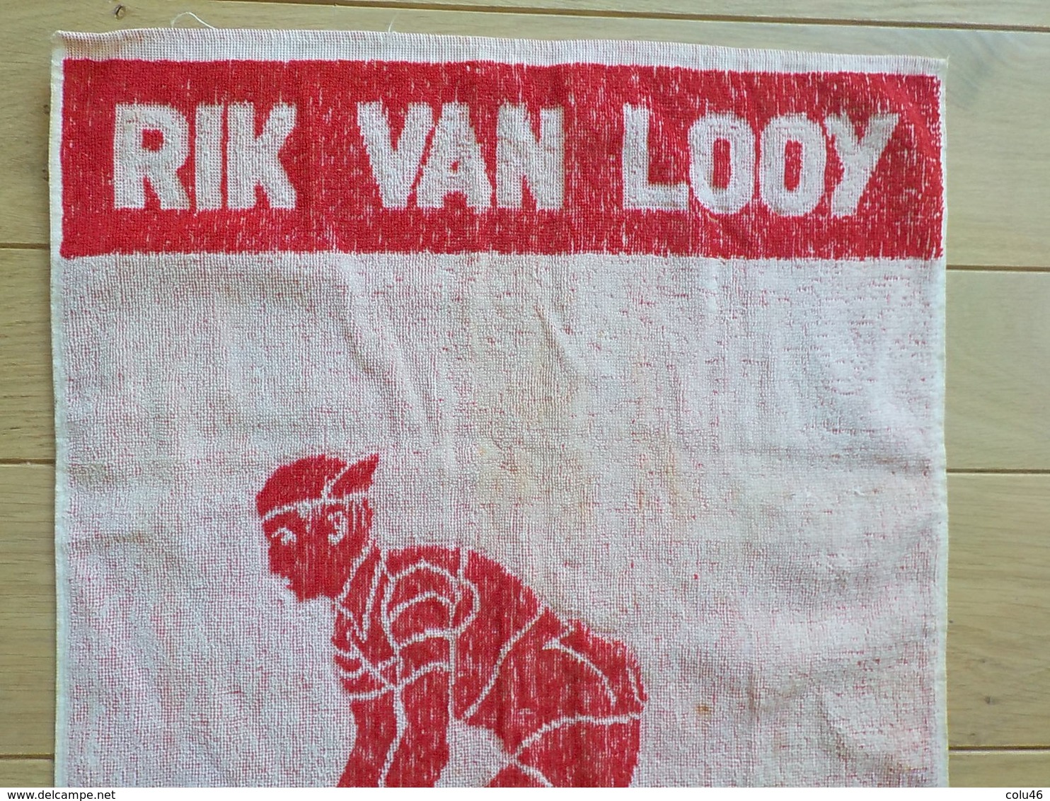 Tour De France Serviette De Toilette Rouge Blanc éponge à L'effigie De Rik Van Looy Sur Son Vélo Fiets - Cyclisme