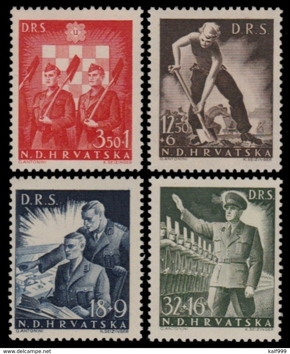 ~~~ Croatia 1944 - Military And War WWII -  Mi. 162/165 ** MNH OG  ~~~ - Croatie