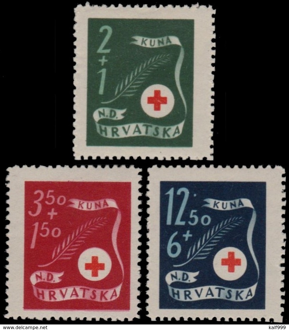 ~~~ Croatia 1944 - Red Cross -  Mi. 167/169 ** MNH OG  ~~~ - Croazia