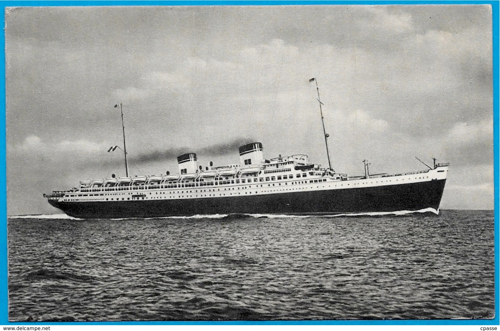 CPA Bateau PAQUEBOT "REX" Super Espresso Flotte Riunite GENOVA Italia (repiquage Travel Agency 14 DEAUVILLE) - Steamers