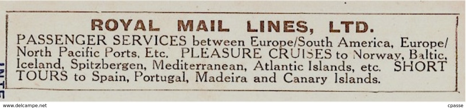 CPA Bateau PAQUEBOT "ALCANTARA" Royal Mail Motor Vessel (repiquage Travel Agency 14 DEAUVILLE) - Steamers