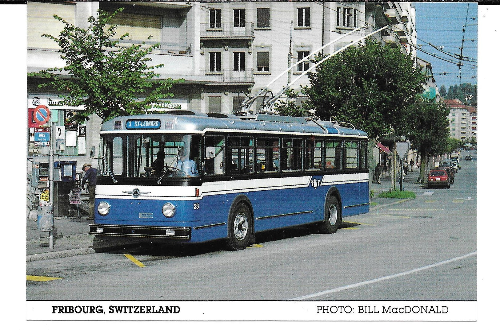 Cpsm Fribourg  - Trolley Bus  RT3 / St Leonard  Sur Le Boulevard De Peroues. - Fribourg