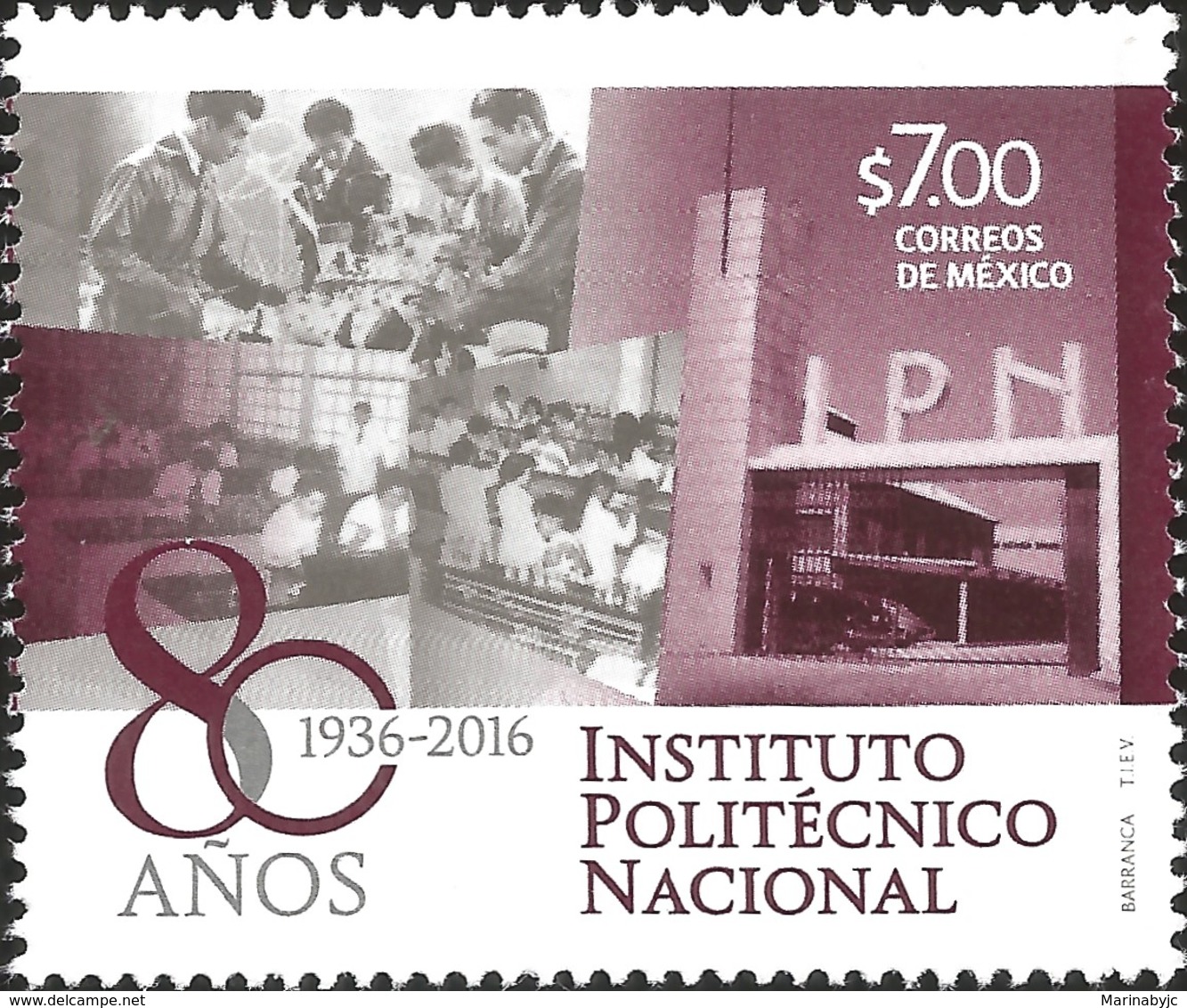 J) 2016 MEXICO, RESEARCH-STUDENTS-FRONT BUILDING, 80 YEARS, INSTITUTO POLITÉCNICO NACIONAL (IPN), MNH - Mexico