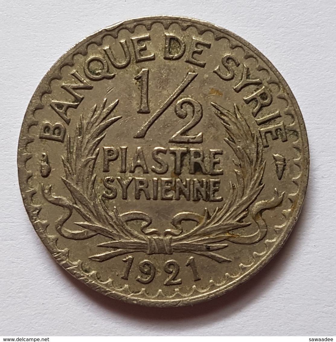PIECE - SYRIE - G.4 - BANQUE DE SYRIE - 1/2 PIASTRE SYRIENNE - 1921 - PATEY - BILINGUE FRANCO/ARABE - Syria