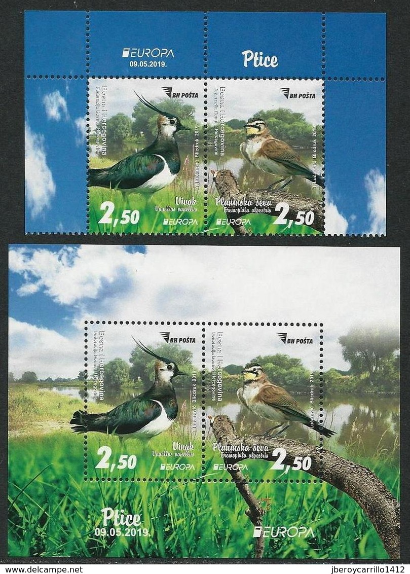 BOSNIA HERZEGOVINA / BOSNIA -EUROPA 2019 -NATIONAL BIRDS.-"AVES -BIRDS -VÖGEL-OISEAUX"- SERIE+ BLOCK + CARNET - 2019