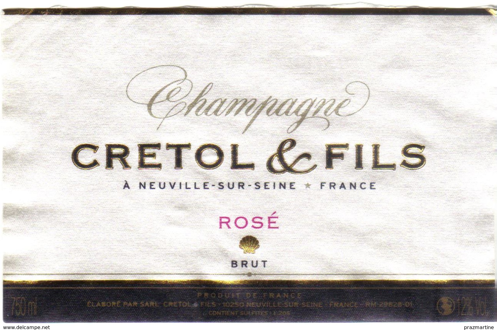 Etiquette De Champagne  Crétol Rosé - Neuville Sur Seine - Champagne