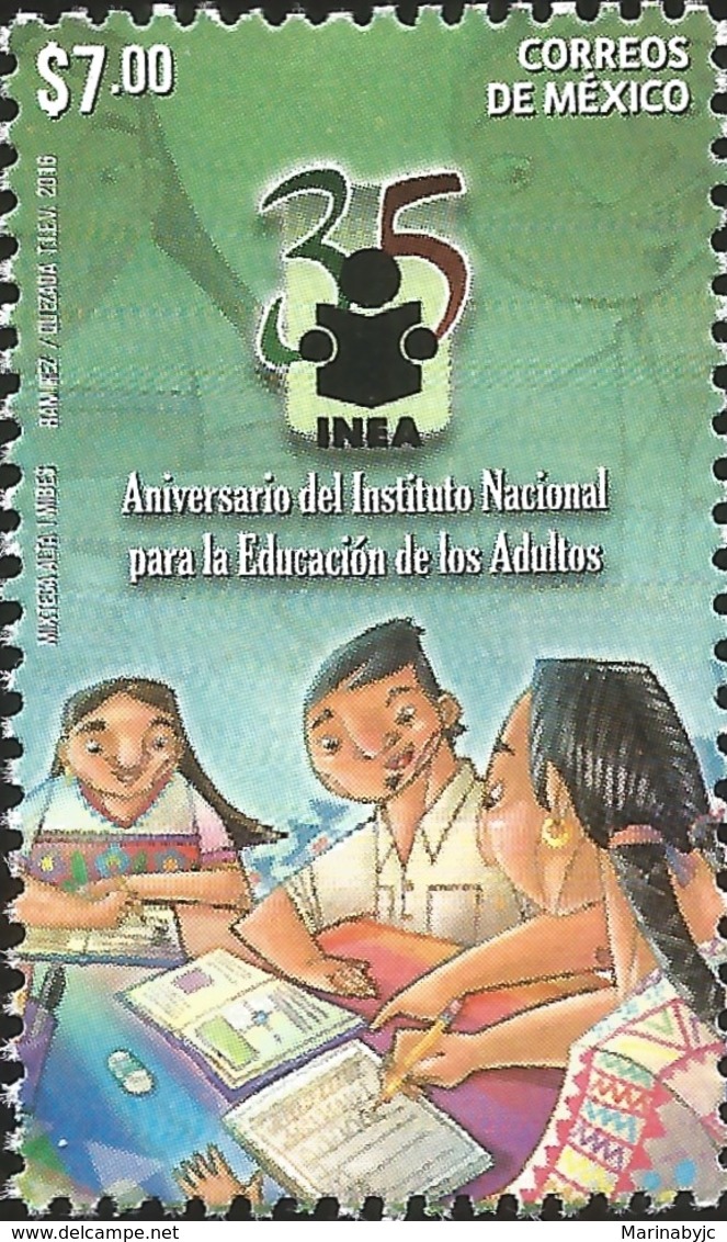 J) 2016 MEXICO, ADULTS LEARNING, STUDYING, NATIONAL INSTITUTE FOR ADULT EDUCATION 35th ANNIVERSARY, MNH - Mexico