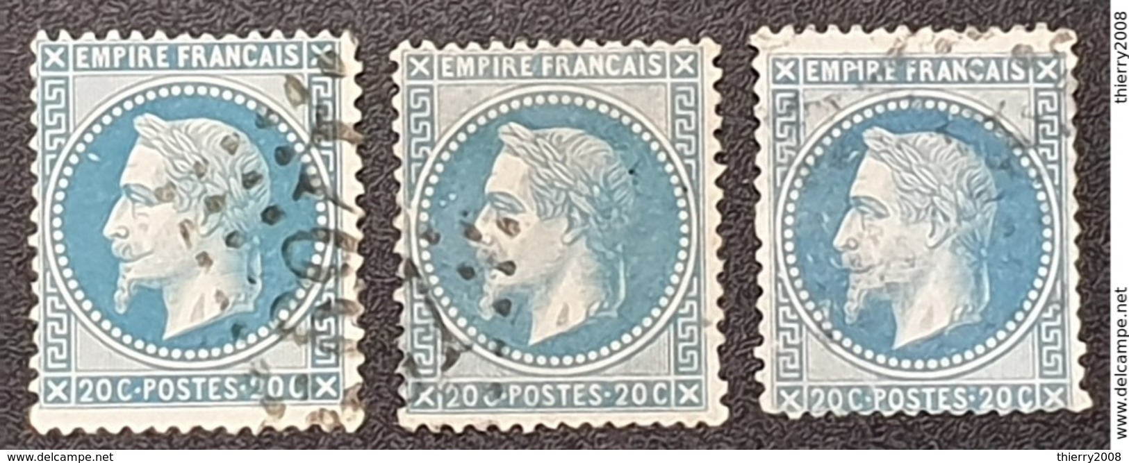 Napoléon III Lauré N° 29B X3 (Variété, Traits/points) Avec Oblitération D'Epoque  TB - 1863-1870 Napoléon III Lauré