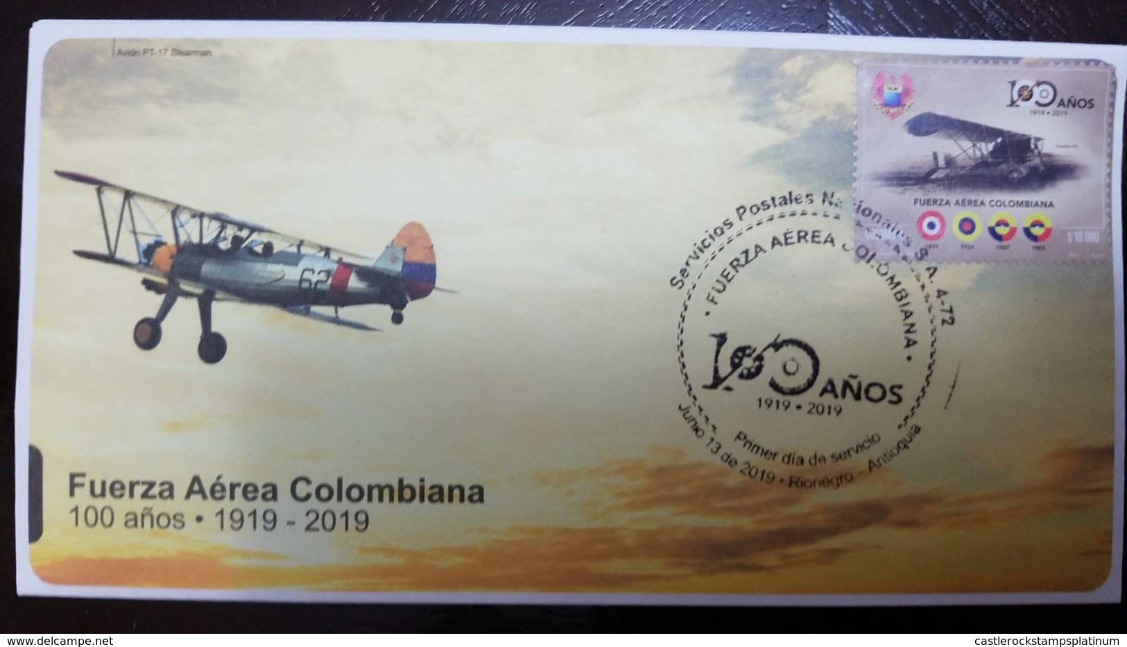 O) 2019 COLOMBIA, FUERZA AEREA COLOMBIANA -AVIATION ARMY OF 1919, CAUDRON G - 3  -TRAINING AIRCRAFT, EVOLUTION OF ENGINE - Colombia