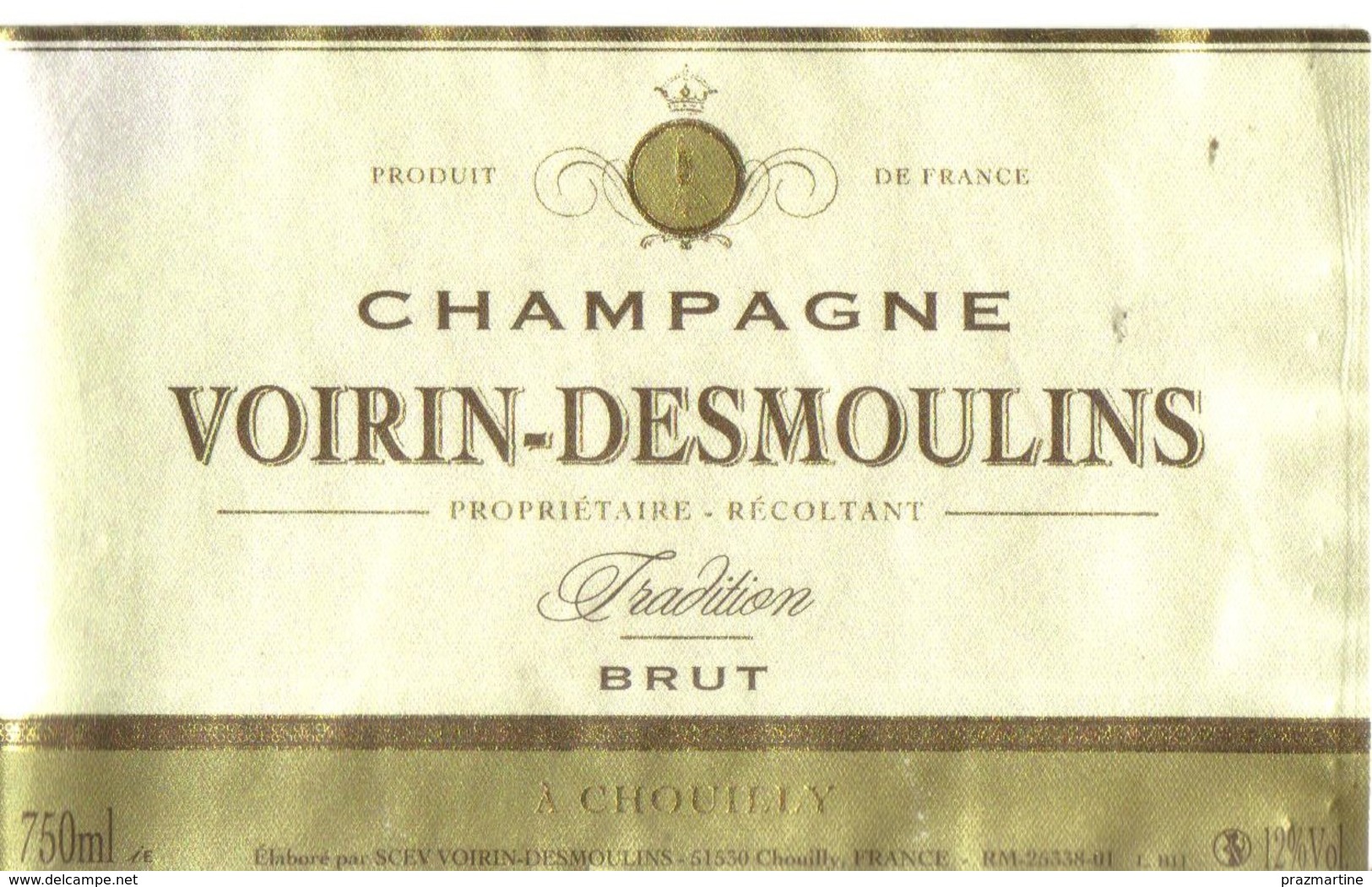 Etiquette De Champagne   -  Voirin Desmoulins Chouilly - Champagne