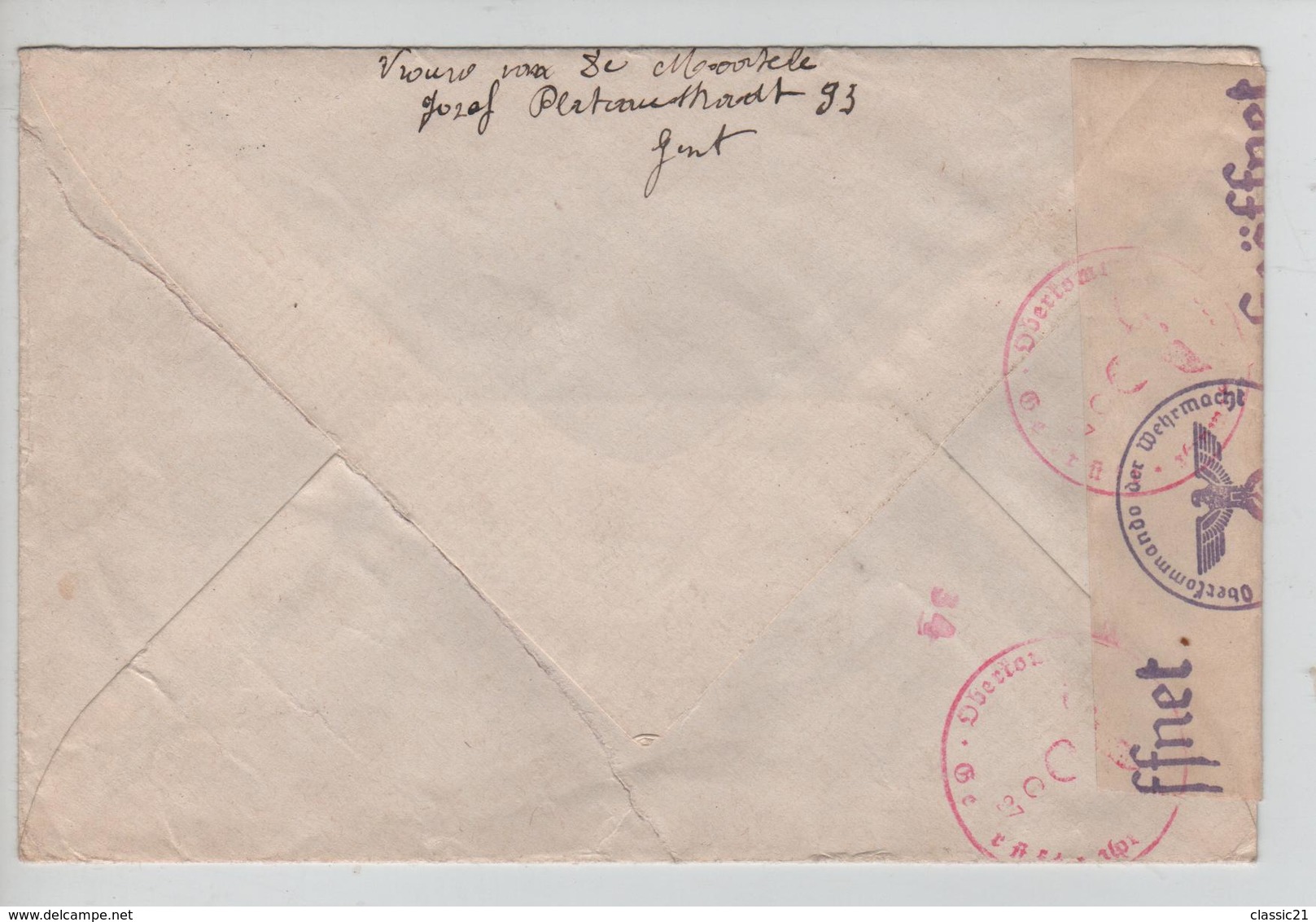 3182/ Guerre-Oorlog 40-45 SS Feldpost SS Van De Moortele (Gent) C.Feldpost B 24.9.41 > Ost Front Polen Censure 'c' - Guerra 40 – 45 (Cartas & Documentos)