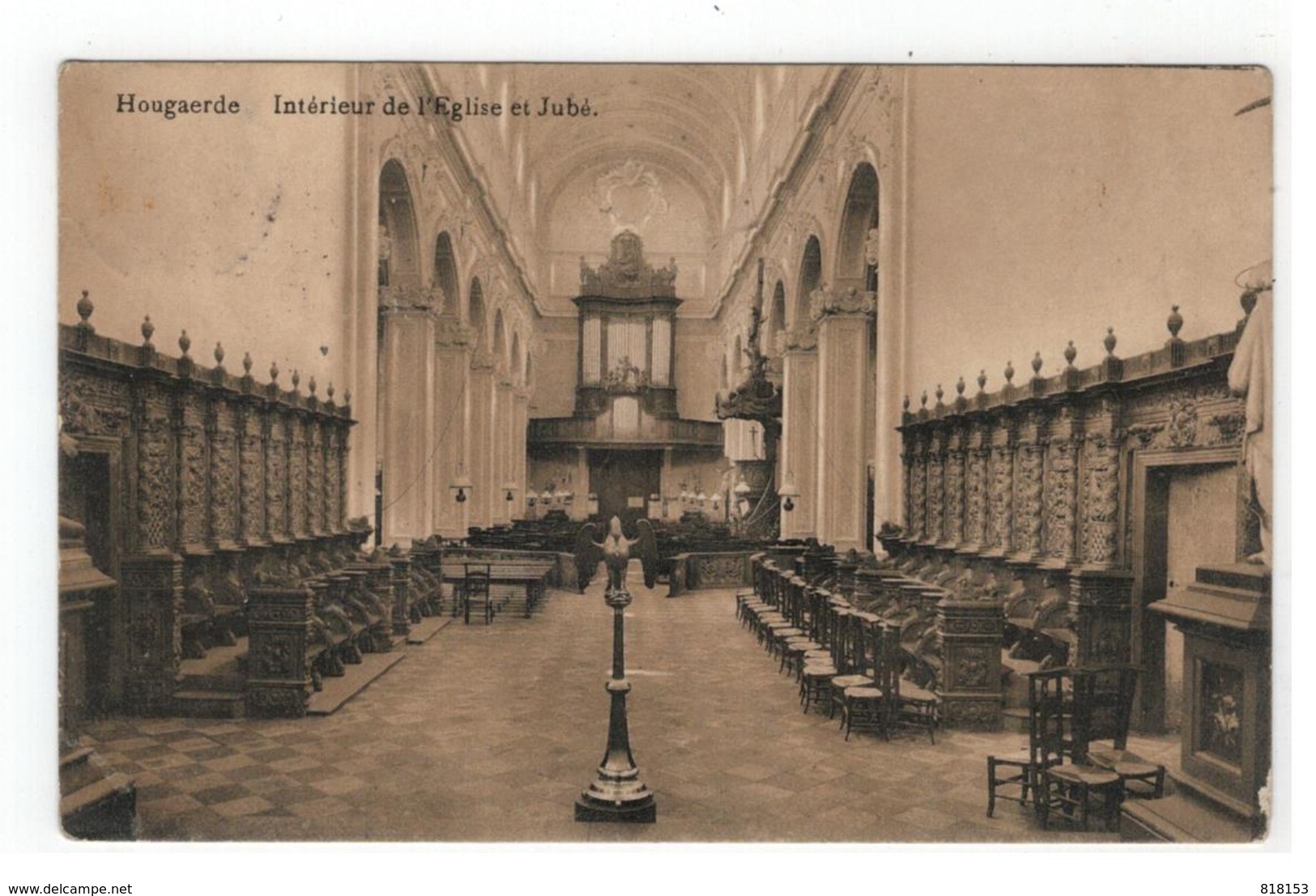 Hoegaarden  Hougaerde  Intérieur De L'Eglise Et Jubé 1911 - Hoegaarden