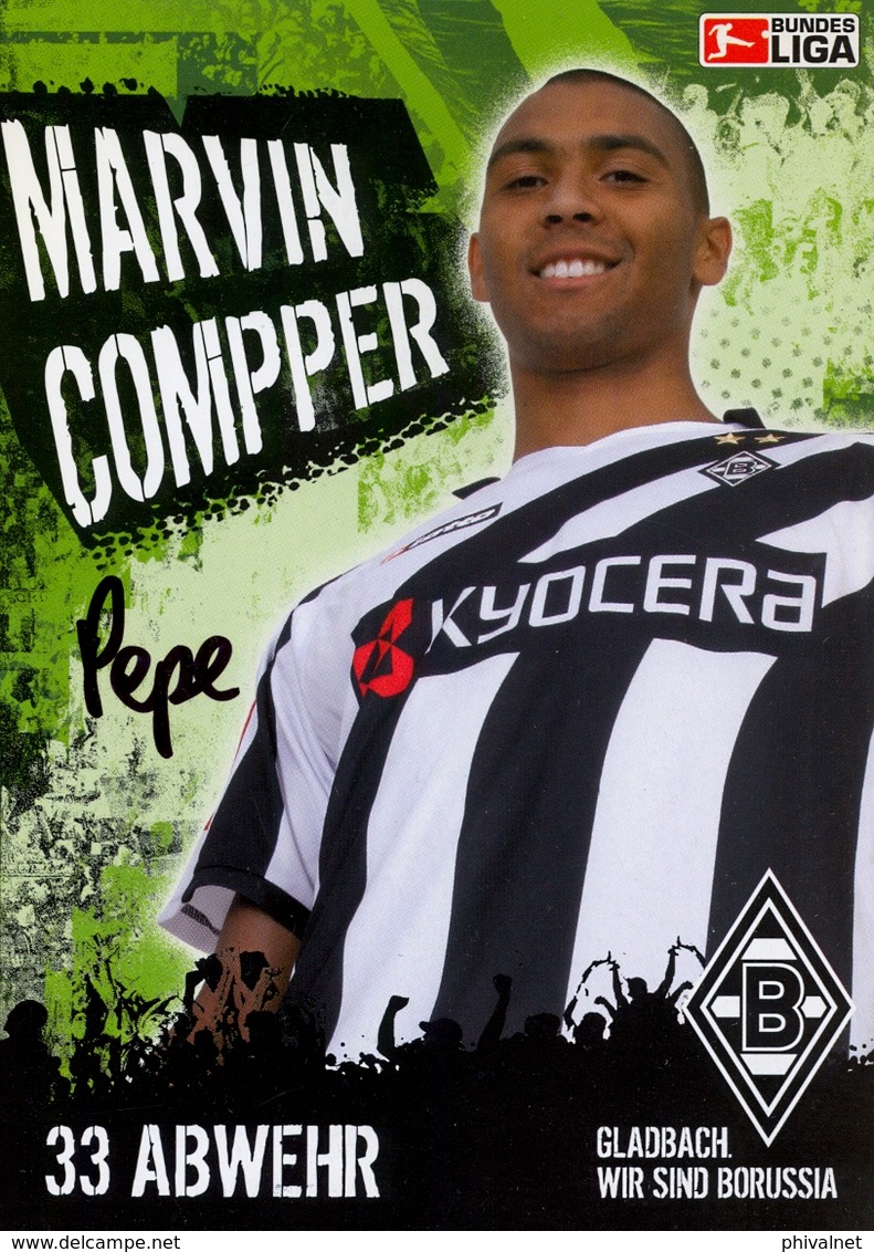 TARJETA PUBLICITARIA , FÚTBOL , SOCCER , FOOTBALL , BORUSSIA - BUNDES LIGA , MARVIN COMPPER - Fútbol