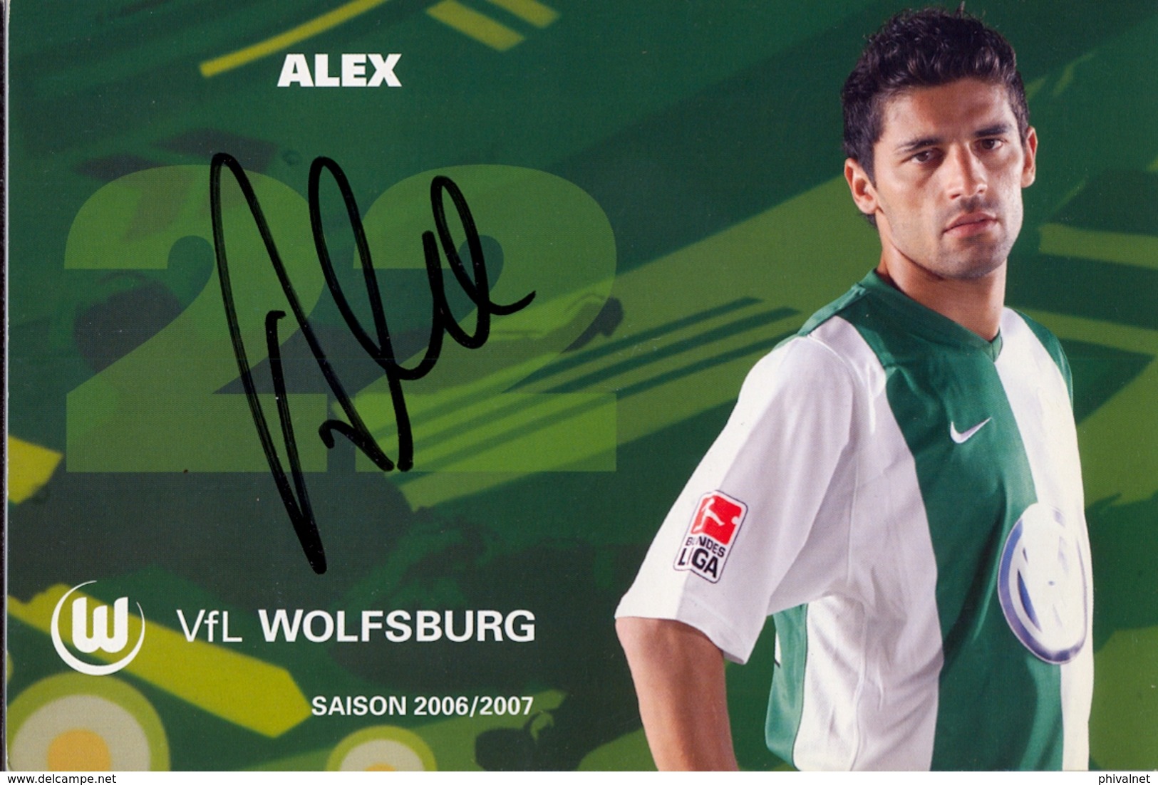 TARJETA PUBLICITARIA , FÚTBOL , SOCCER , FOOTBALL , VFL WOLFSBURG - BUNDES LIGA , ALEX - Fútbol