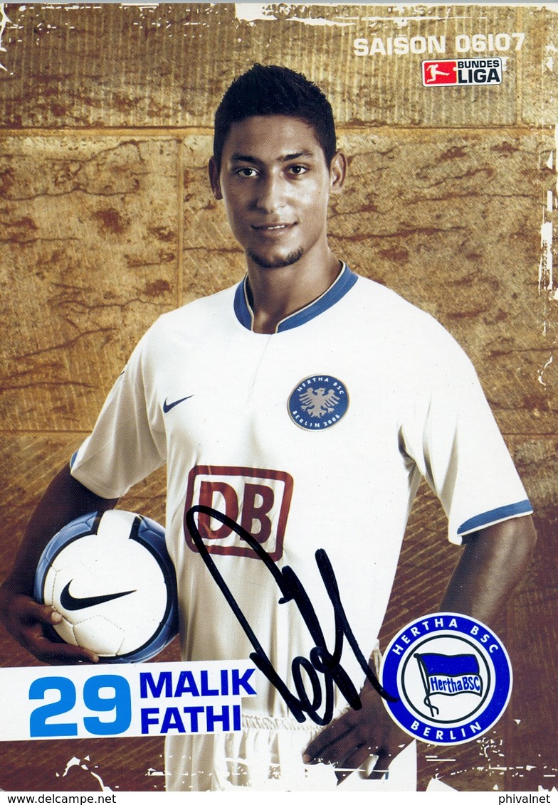 TARJETA PUBLICITARIA , FÚTBOL , SOCCER , FOOTBALL , HERTHA BSC BERLIN / BUNDES LIGA - MALIK FATHI - Fútbol