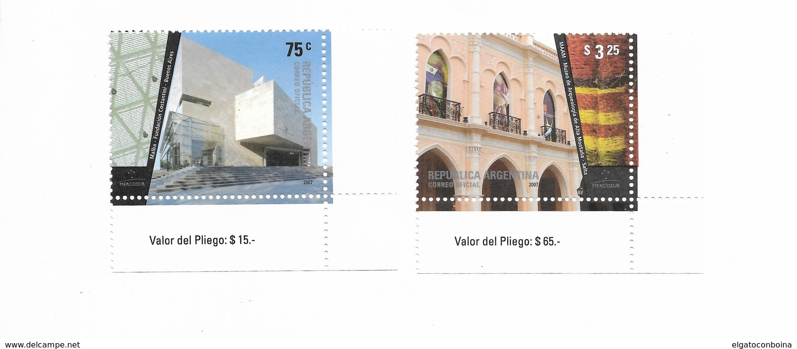 ARGENTINA 2007, MUSEUMS MALBA & MAAM, MERCOSUR, SET OF 2 VALUES SC 2438/9 MNH - Neufs