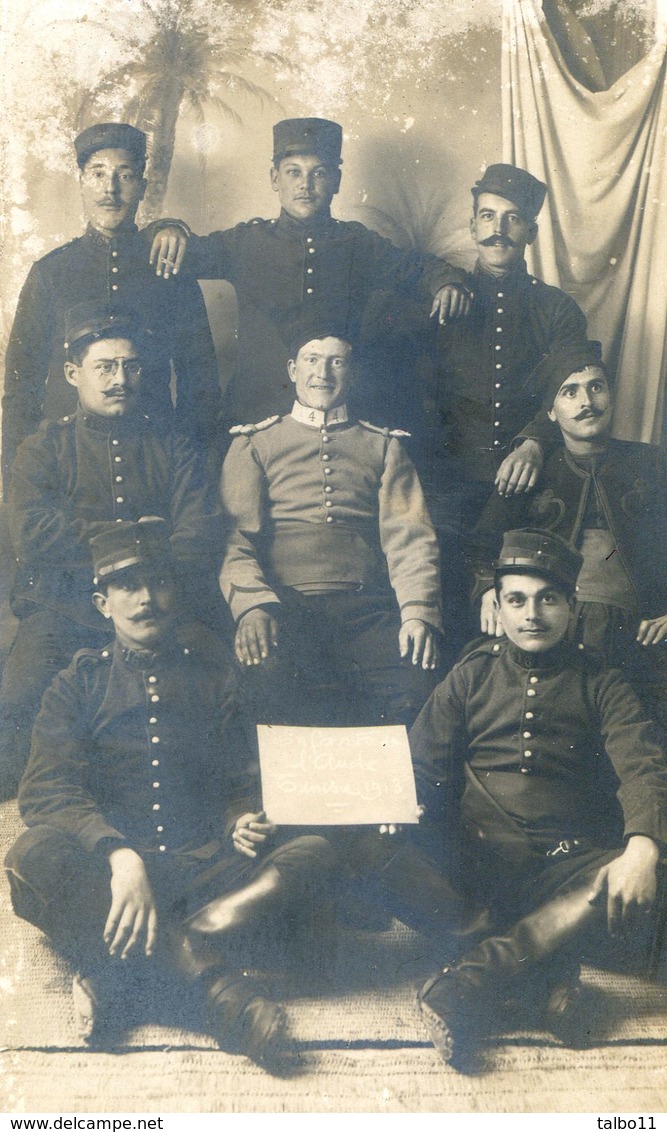 Militaria - Carte Photo -Panneau Avec écrit: Enfants De L'Aude - Tunisie 1913 - Soldats Du 16 Ième - Manovre