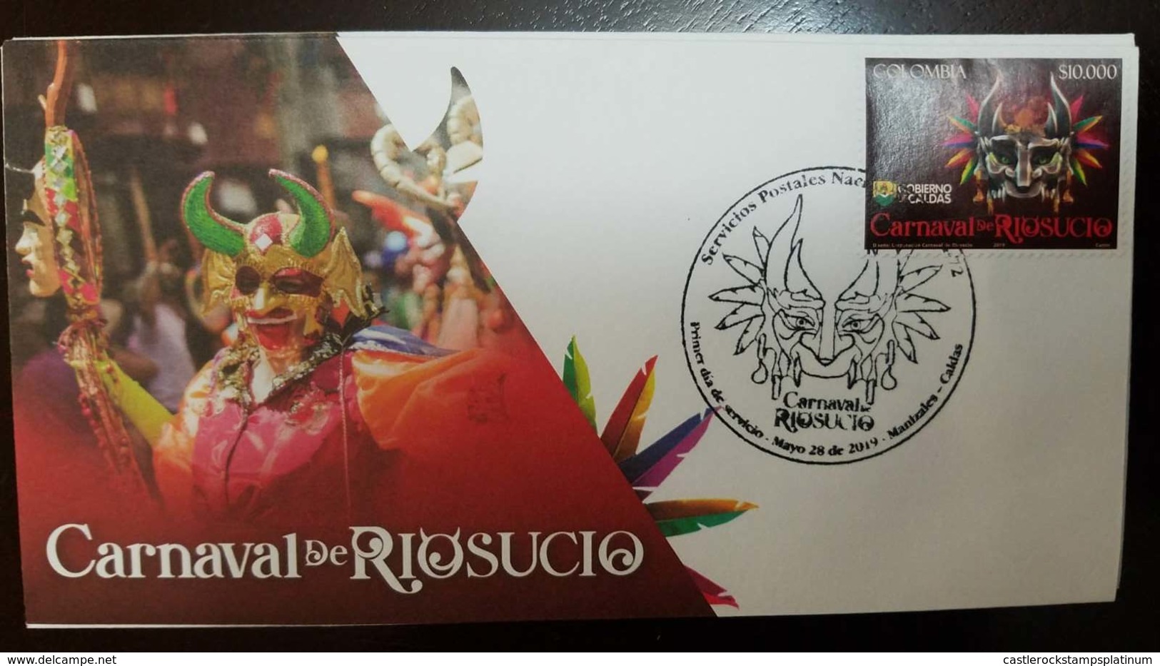 O) 2019 COLOMBIA, CARNIVAL OF RIOSUCIO -MASK ALUSIVE TO THE DEVIL AND REPRESENTATIVE DECOR  CARNIVAL SYMBOL, FDC XF - Kolumbien