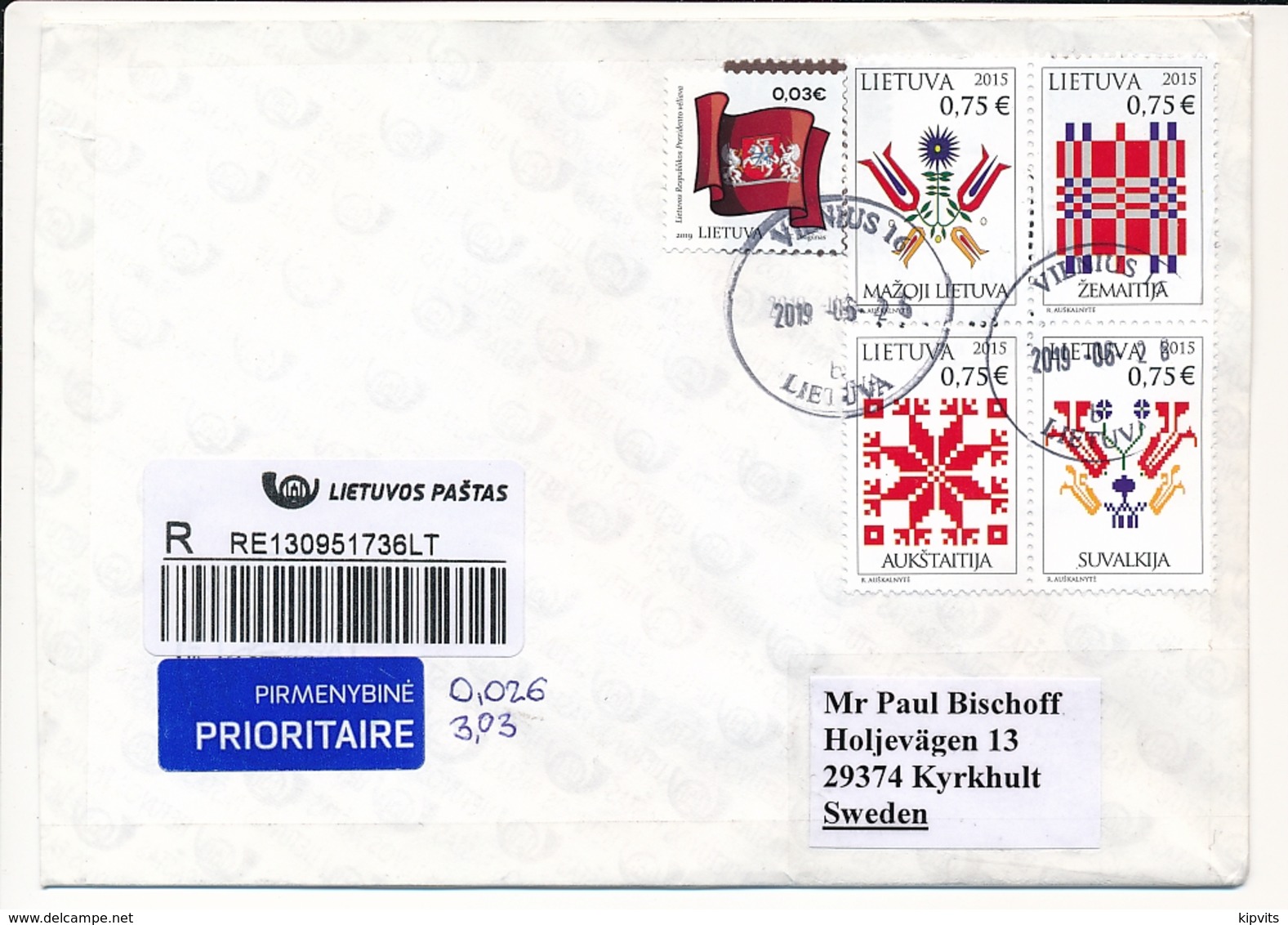 Registered Cover - 26 June 2019 Vilnius 16 To Sweden - Lithuania