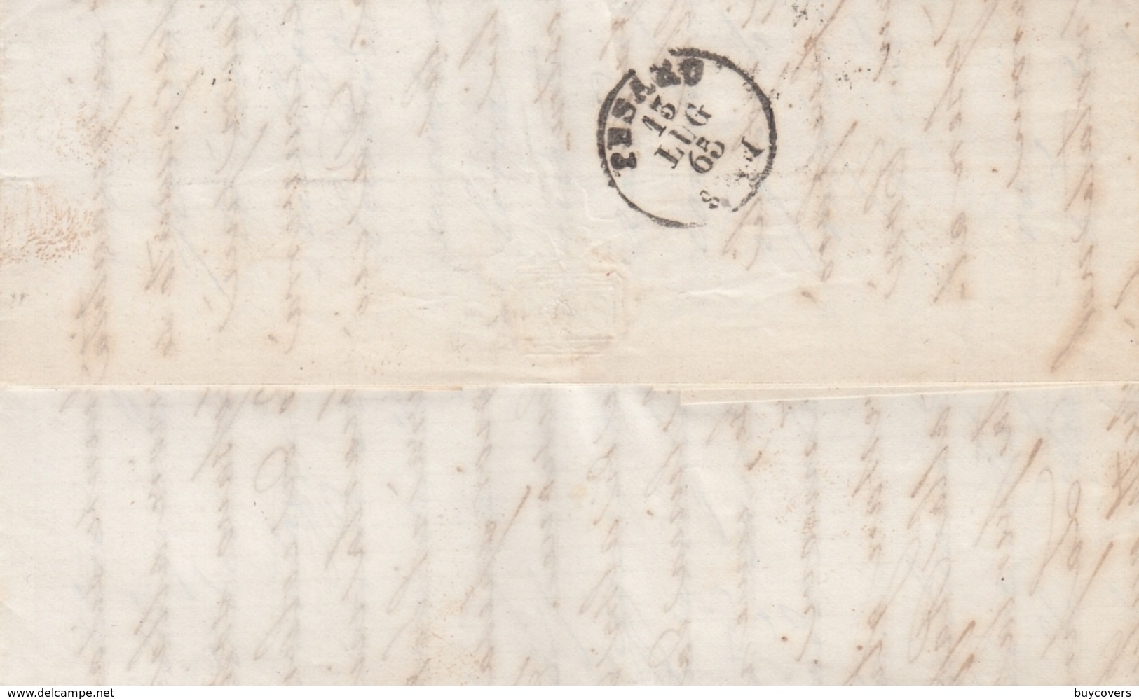 104 - Lettera Con Testo Del 1865 Da Urbino A Pesaro Con Striscia Di 4 Cent. 10 - Ocra- Tir Londra - Storia Postale