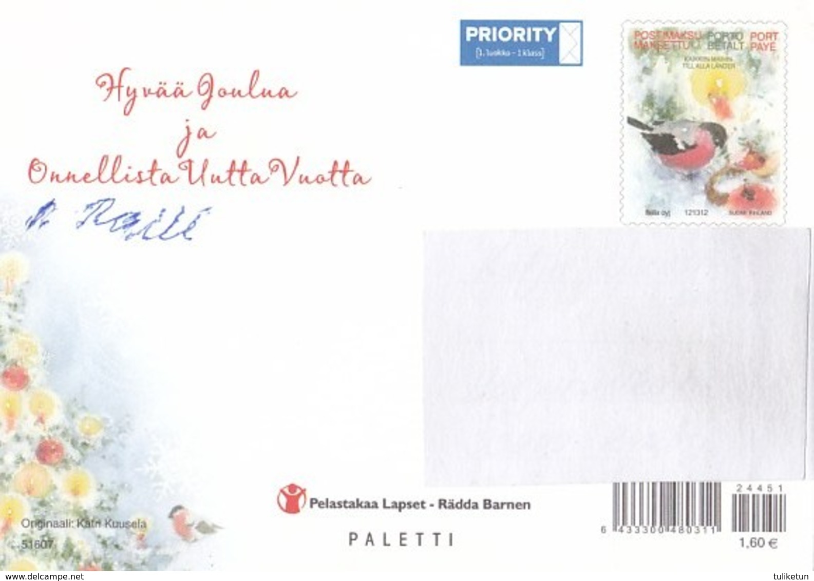 Postal Stationery - Bullfinch - Bird - Girl Lighting Winter Scene - Save The Kids 2009 - Suomi Finland - Postage Paid - Interi Postali