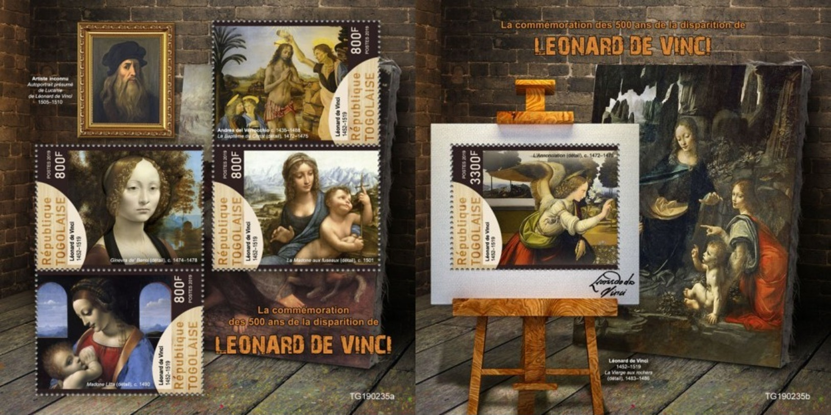 Z08 TG190235ab TOGO 2019 Leonardo Da Vinci MNH ** Postfrisch - Togo (1960-...)