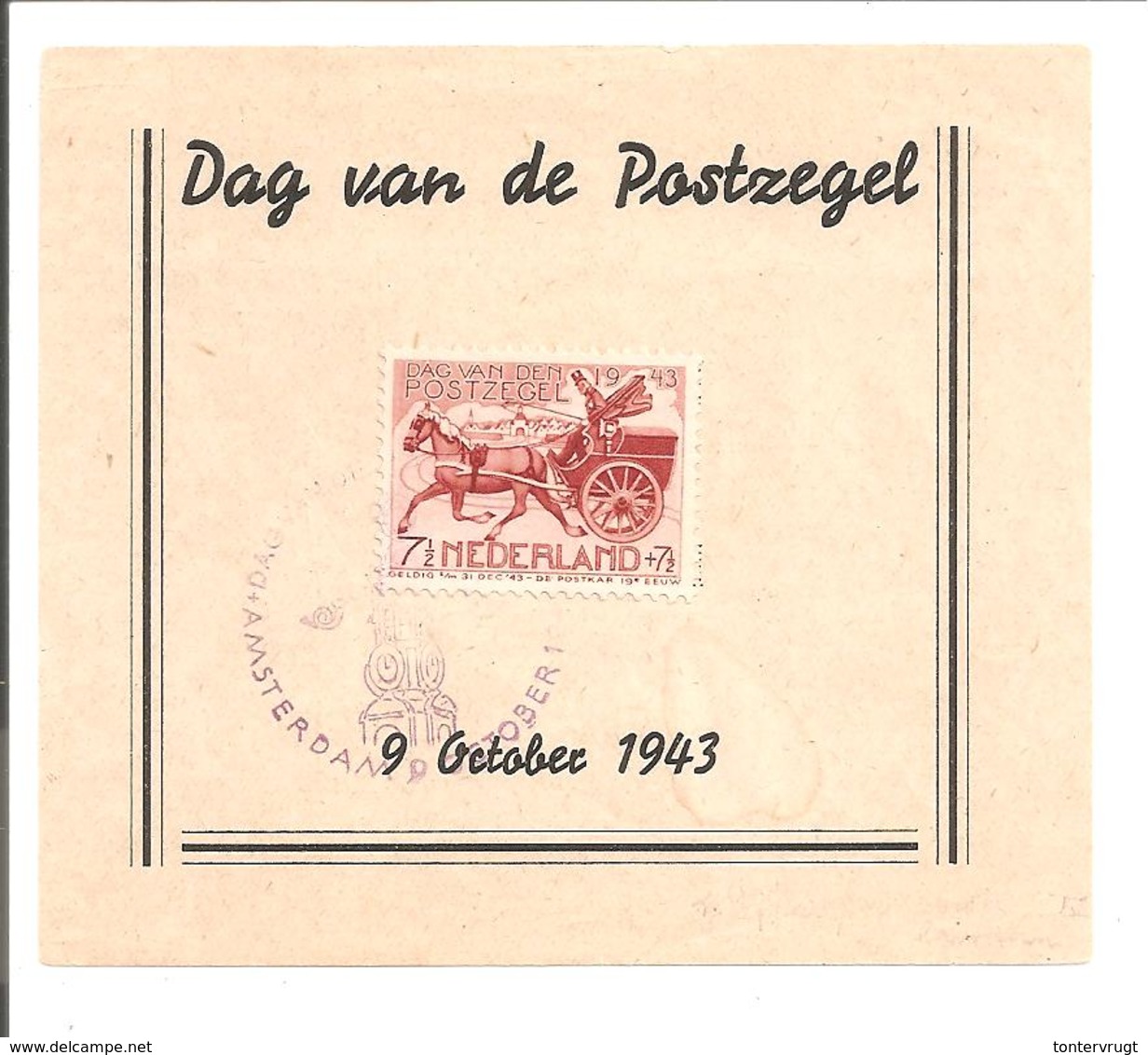 422P3 Open Lantaarn. Souvenir Velletje Dag Van De Postzegel Amsterdam 9.10.1943 - Abarten Und Kuriositäten