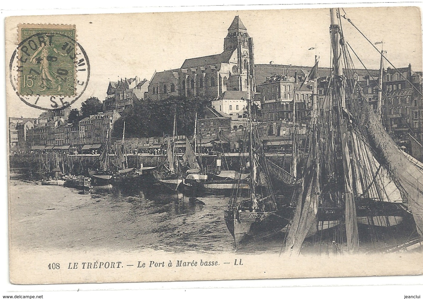 108. LE TREPORT . LE PORT A MAREE BASSE . AFFR SUR RECTO LE 21-8-1920 - Le Treport